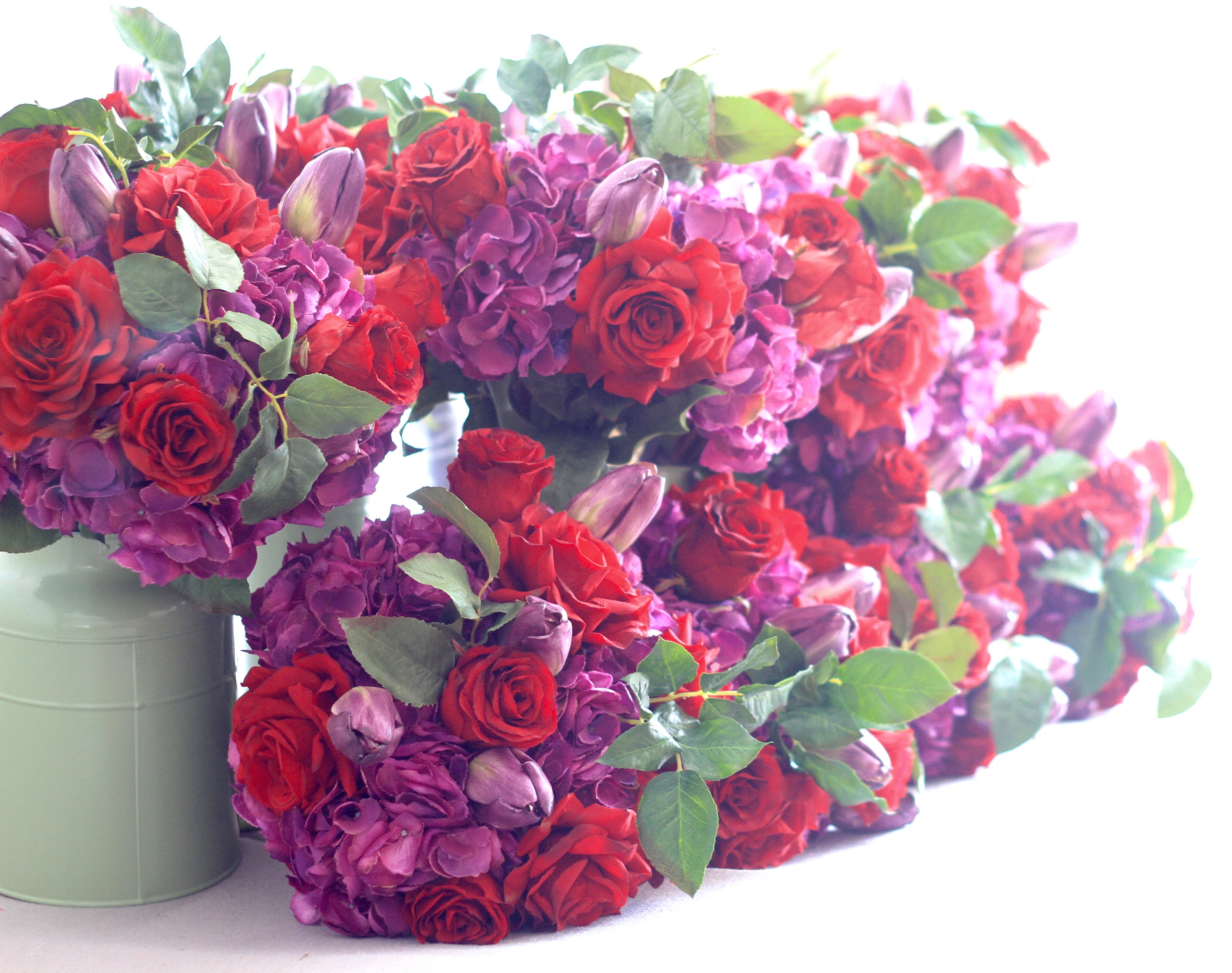 Artificial flowers used by Jimmy Choo faux silk flower bouquet of faux hydrangeas & silk roses