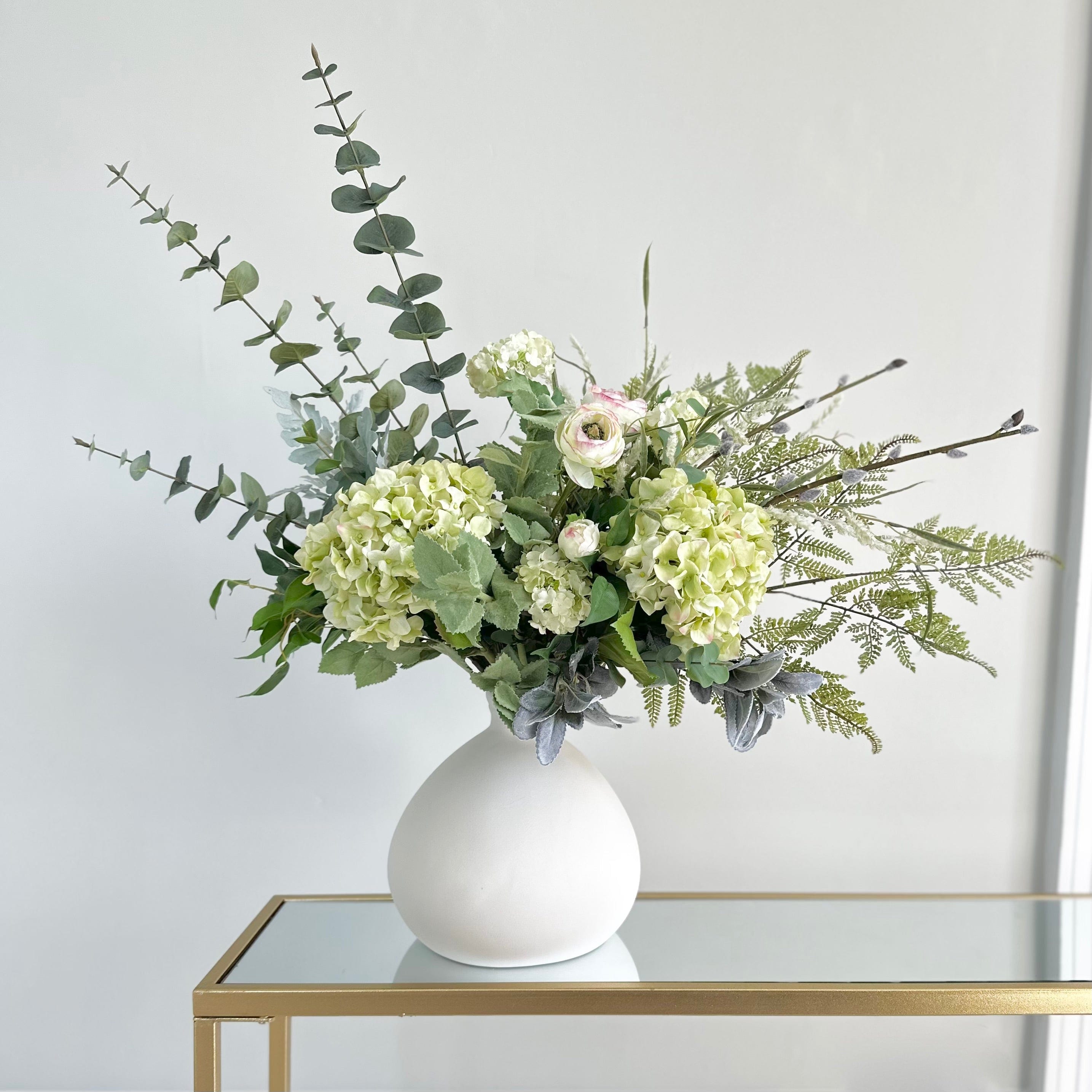 Large Faux Flower Arrangement, Green and White Faux Flower Bouquet, Faux  Flower Stems, Artificial Flowers, Artificial Arrangement, Decor 
