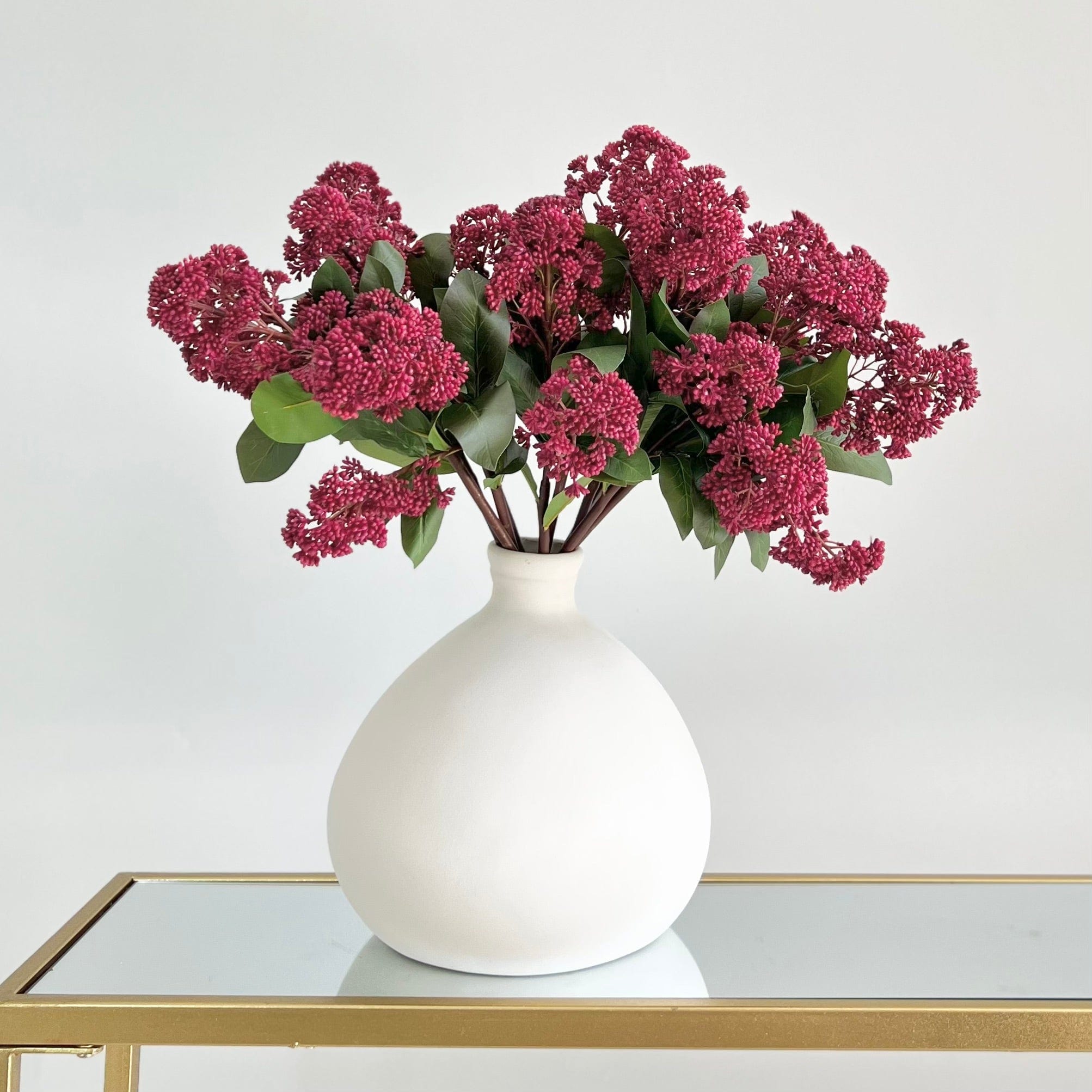 Artificial flowers luxury faux silk red skimmia skemmk burford vase lifelike realistic faux flowers ABP1747 ABY3142RD