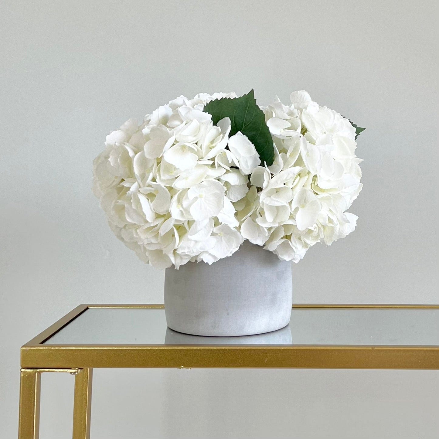 Artificial flowers luxury faux silk white mophead hydrangea kemble vase lifelike realistic faux flowers ABP1766 ABX5001WH-36