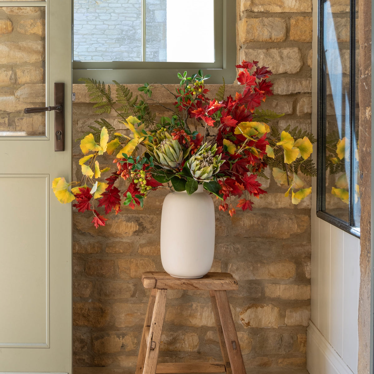 Gathered Leaves Artificial Flower Arrangement