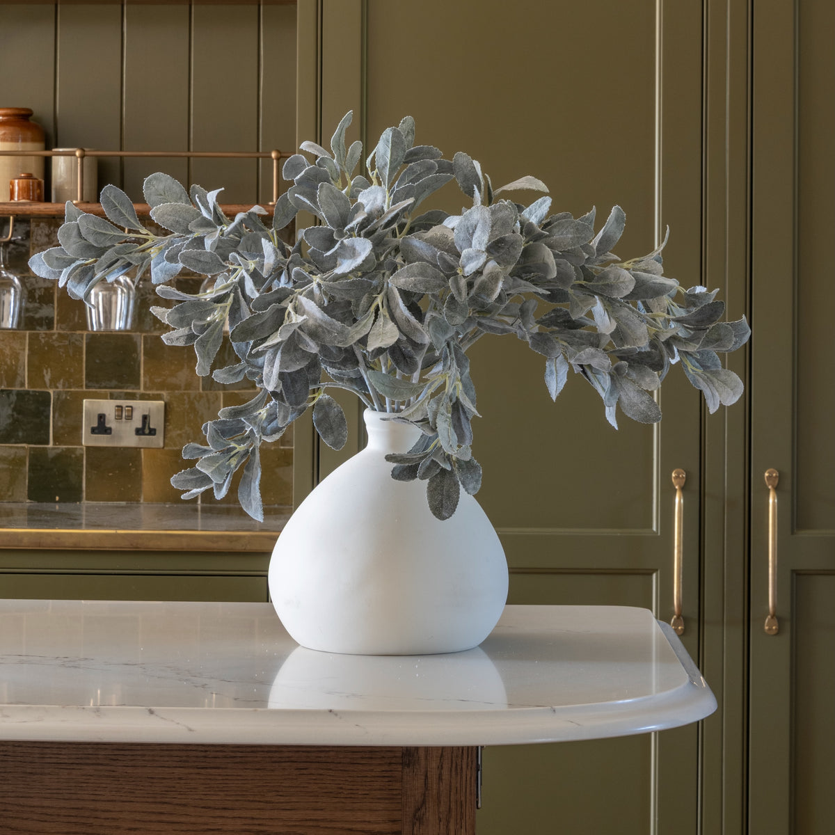 Artificial Grey & Silver Lambs Leaf