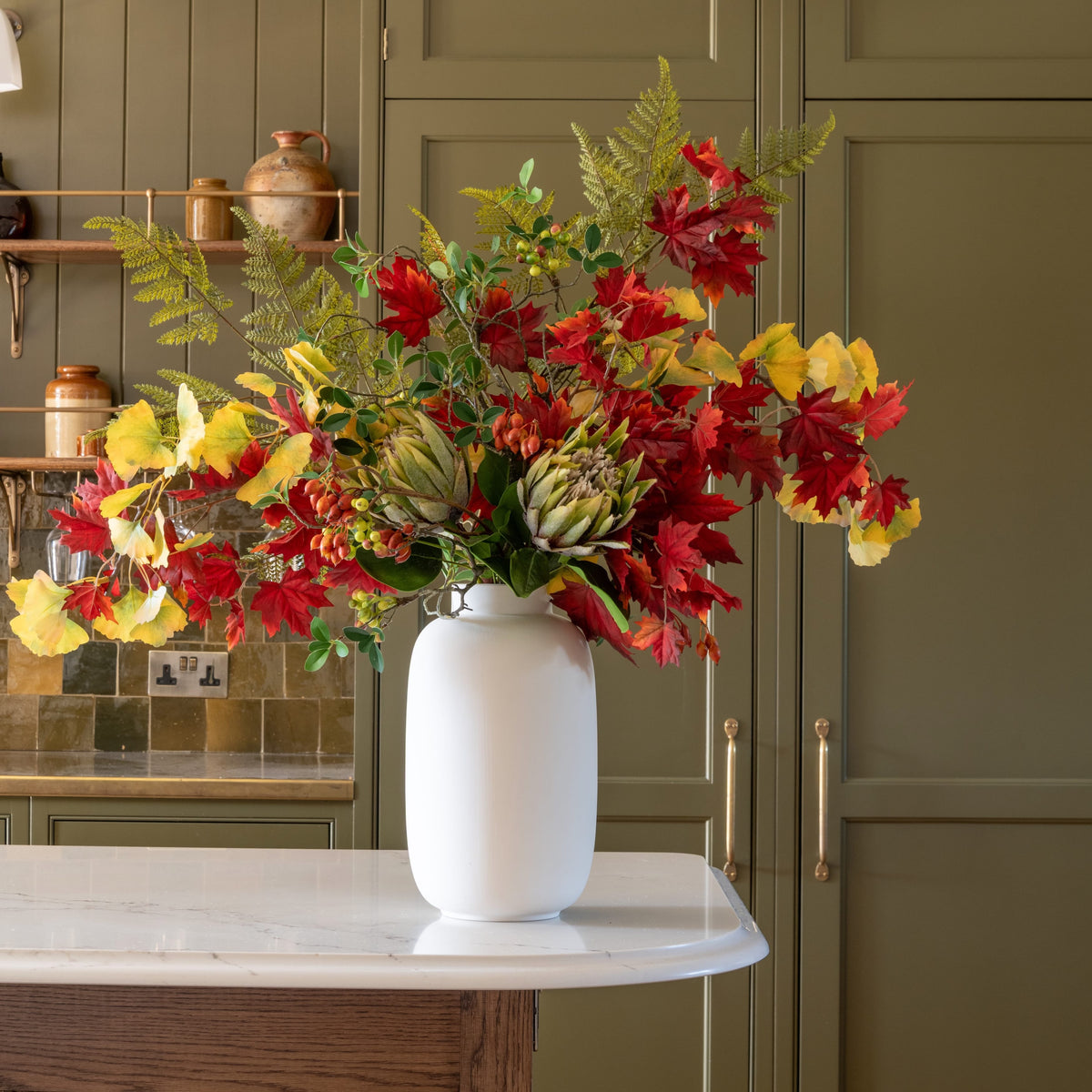 Gathered Leaves Artificial Flower Arrangement