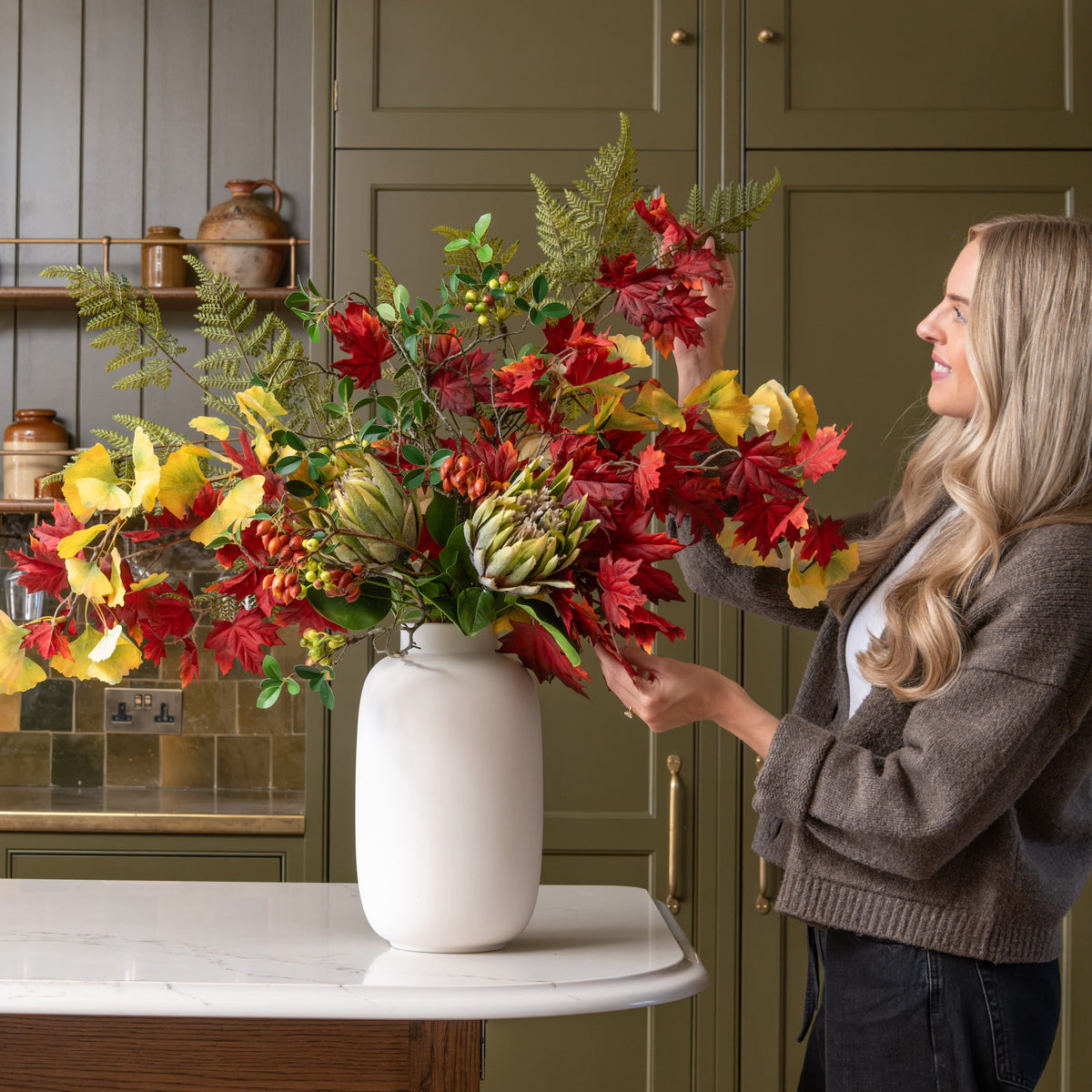 Gathered Leaves Artificial Flower Arrangement