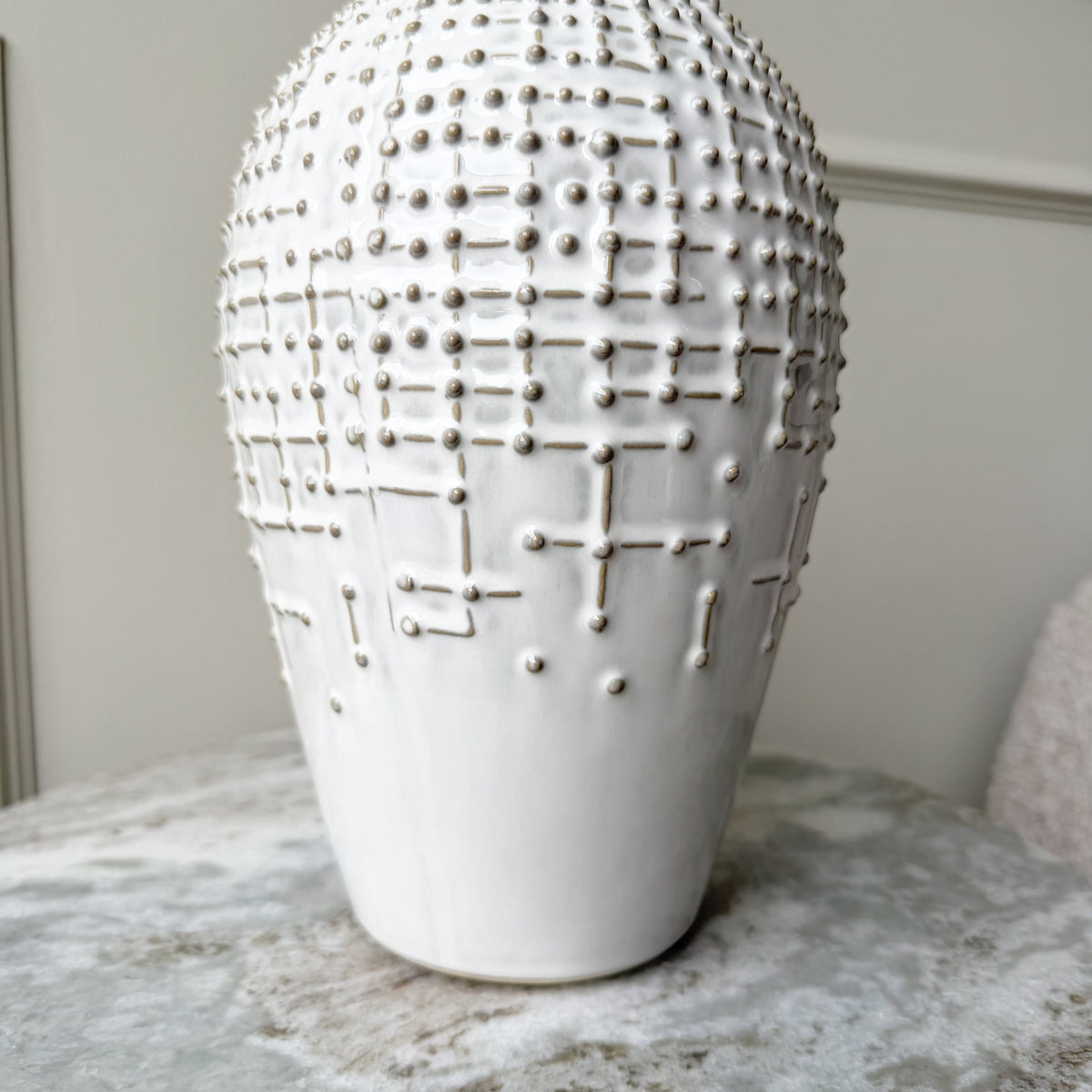 Small Warm White Dot Vase