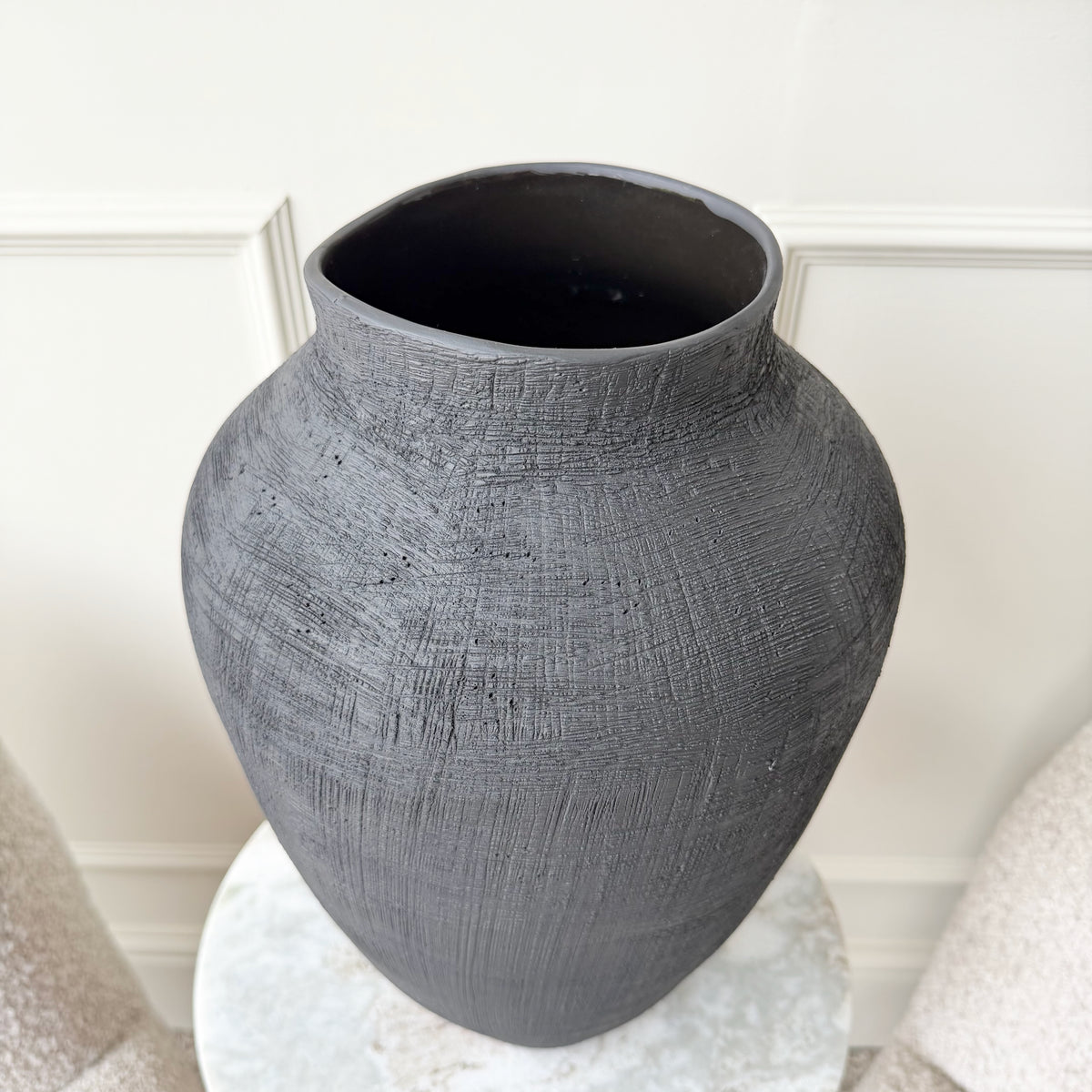 Large Black Textured Vase