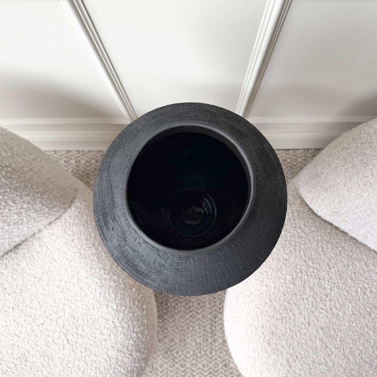 Large Black Textured Vase