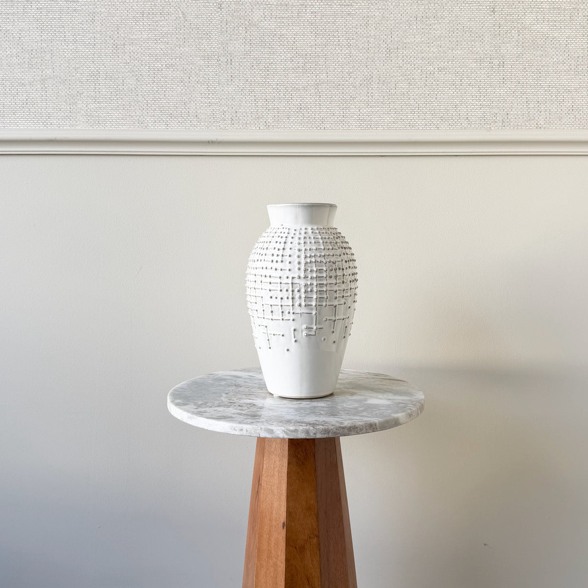 Small Warm White Dot Vase