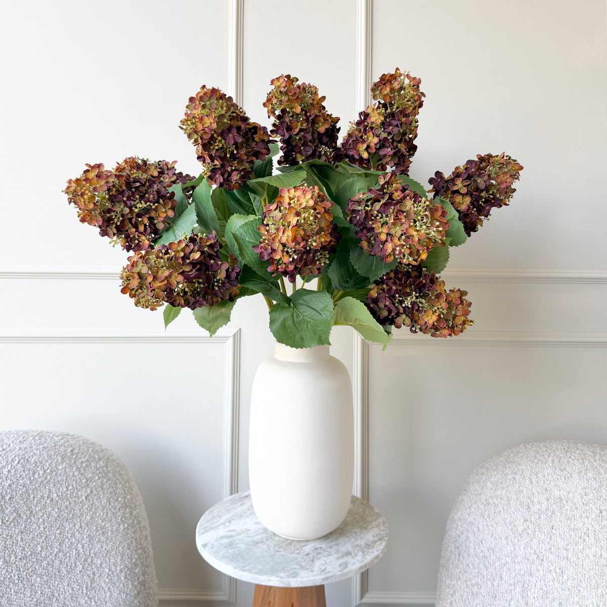 Realistic Artificial Brown Paniculata Hydrangea ABX5004BR by The Faux Flower Company