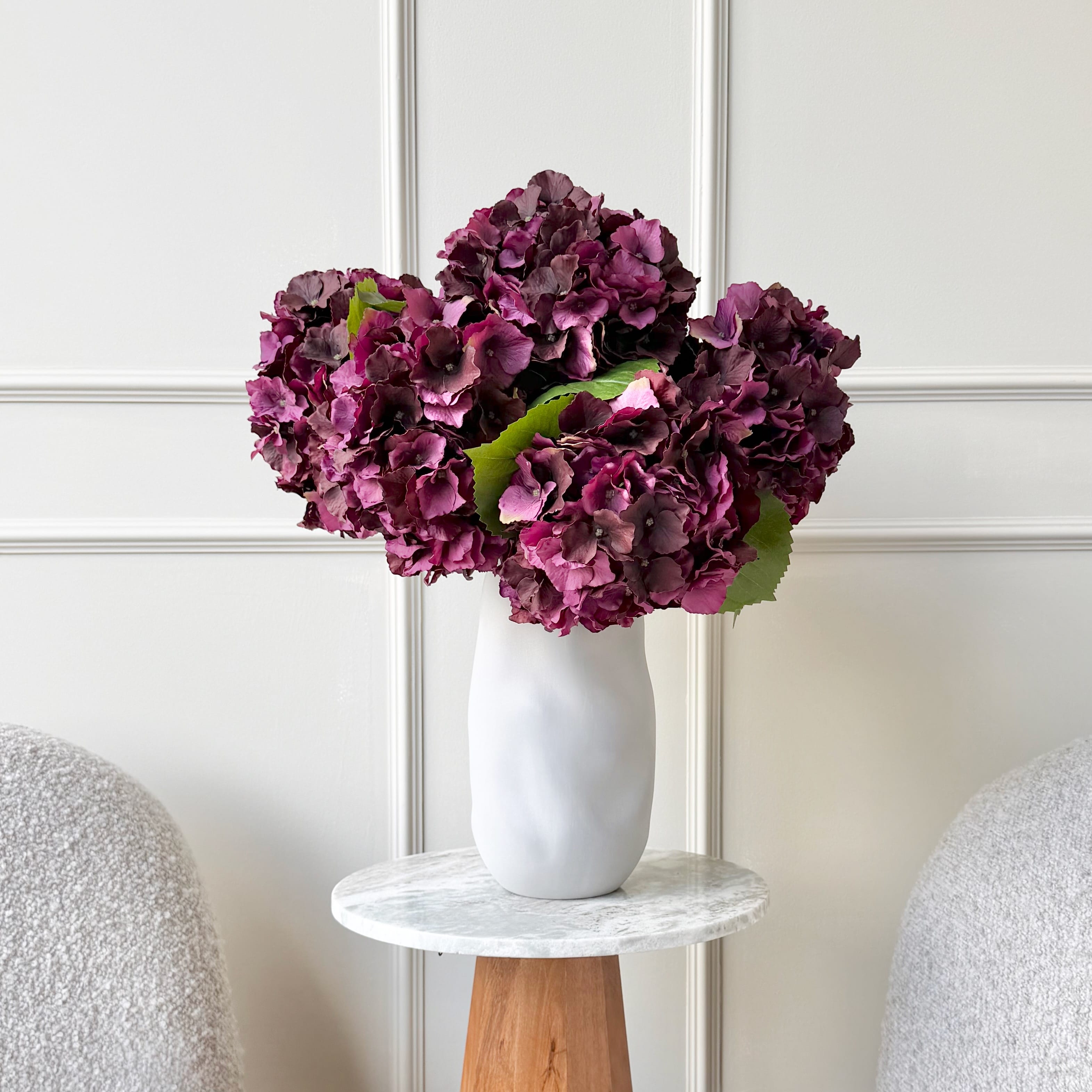 Realistic Artificial Deep Purple Mophead Hydrangea ABX2502DPU by The Faux Flower Company