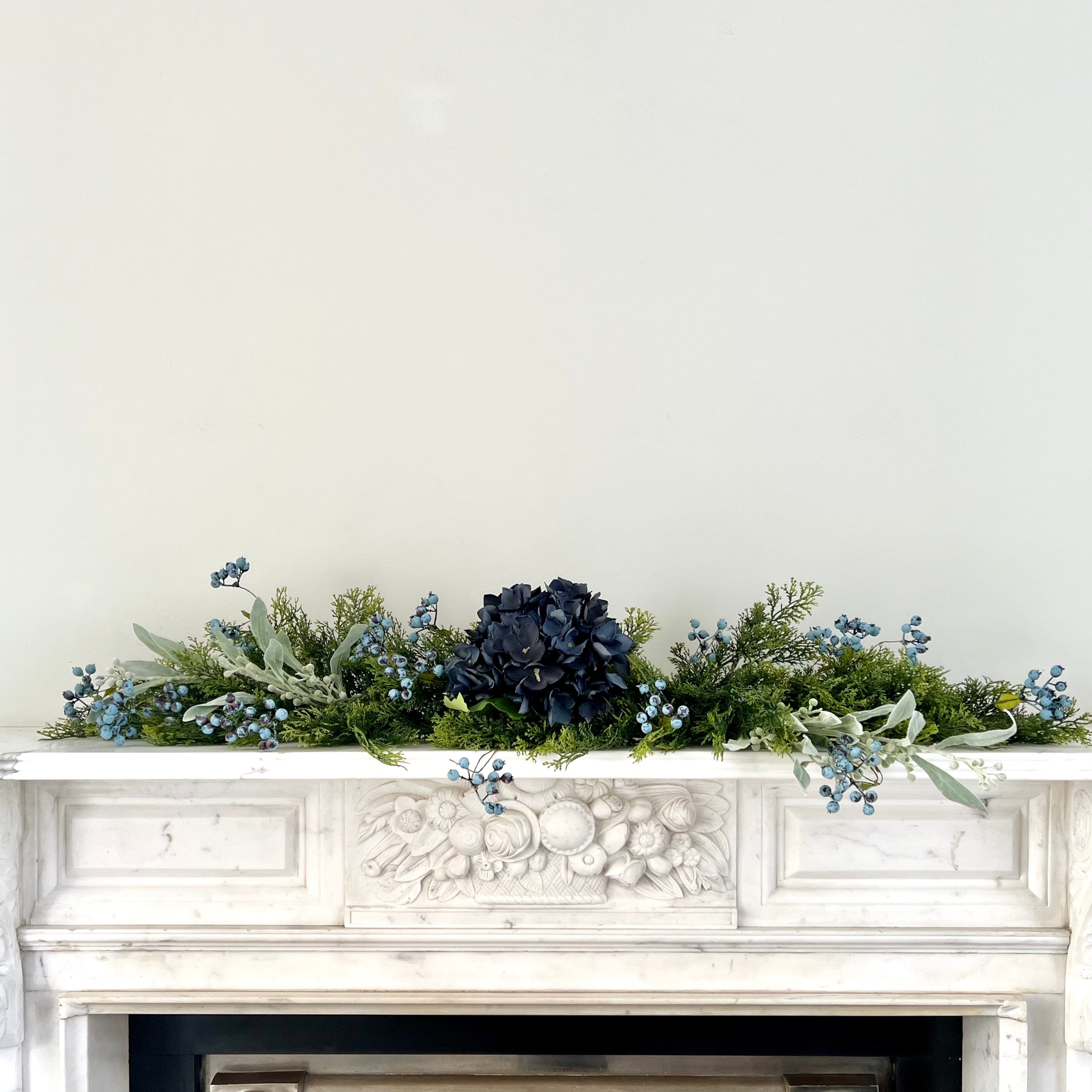 Artificial flowers luxury lifelike faux Artificial Blue Cypress Bush Garland Set - Large realistic silk Bundle buy online from The Faux Flower Company GARLAND BLUE/LARGE