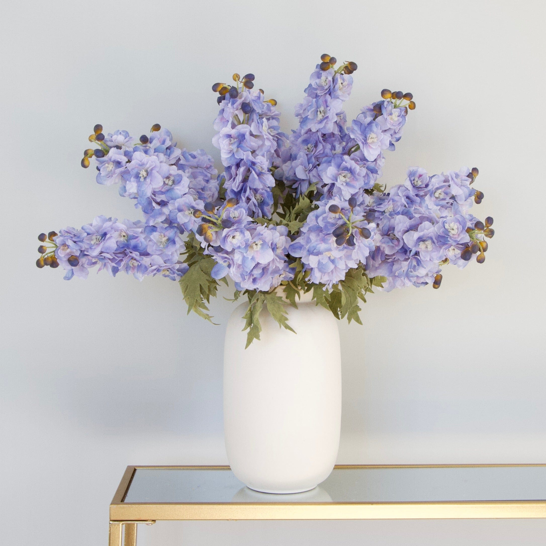Artificial flowers luxury lifelike faux Artificial Blue Delphinium realistic silk  single stems buy online from The Faux Flower Company