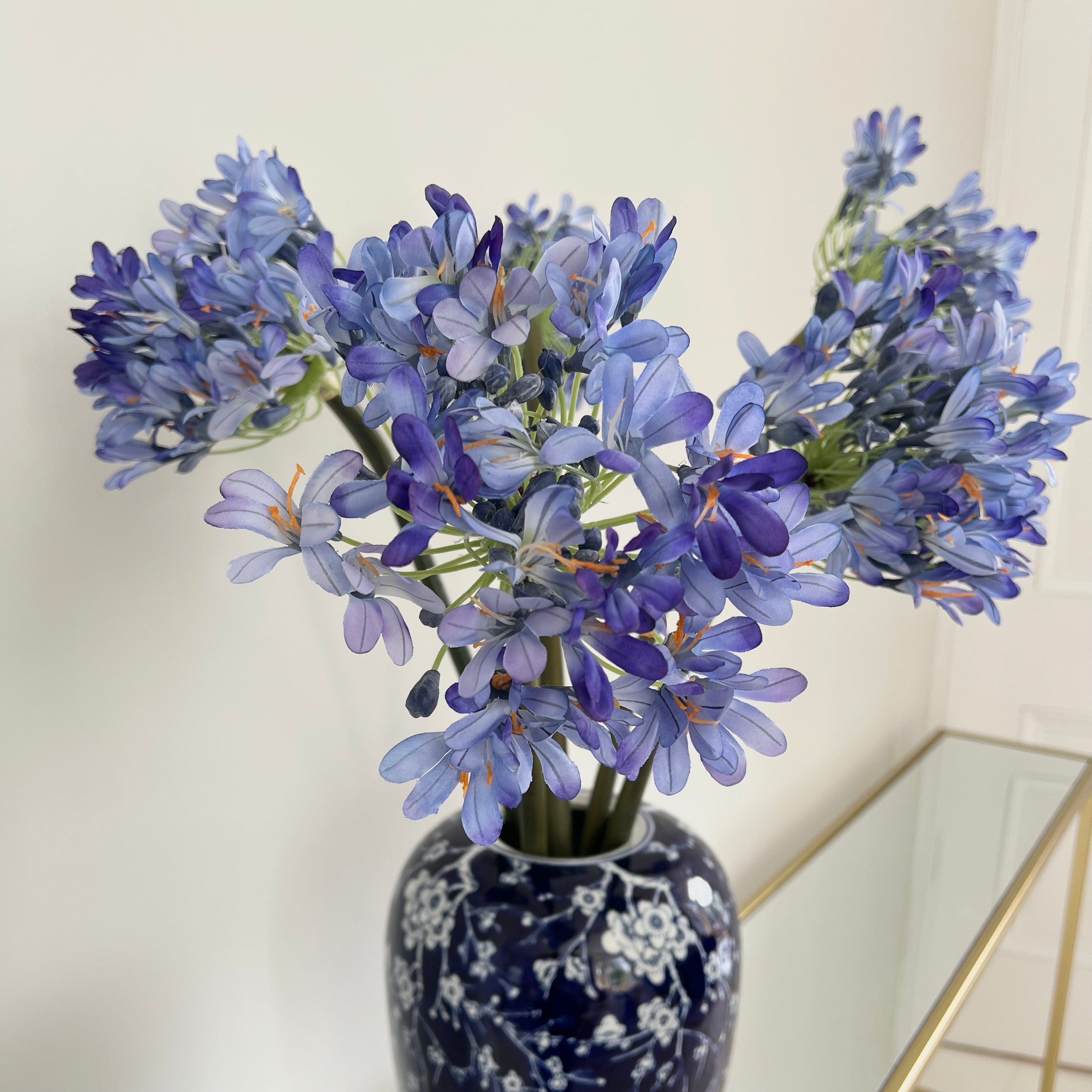 Artificial flowers luxury lifelike faux Artificial Blue Purple Agapanthus - Bunch of 6 realistic silk bunches buy online from The Faux Flower Company ABX7347BL-6