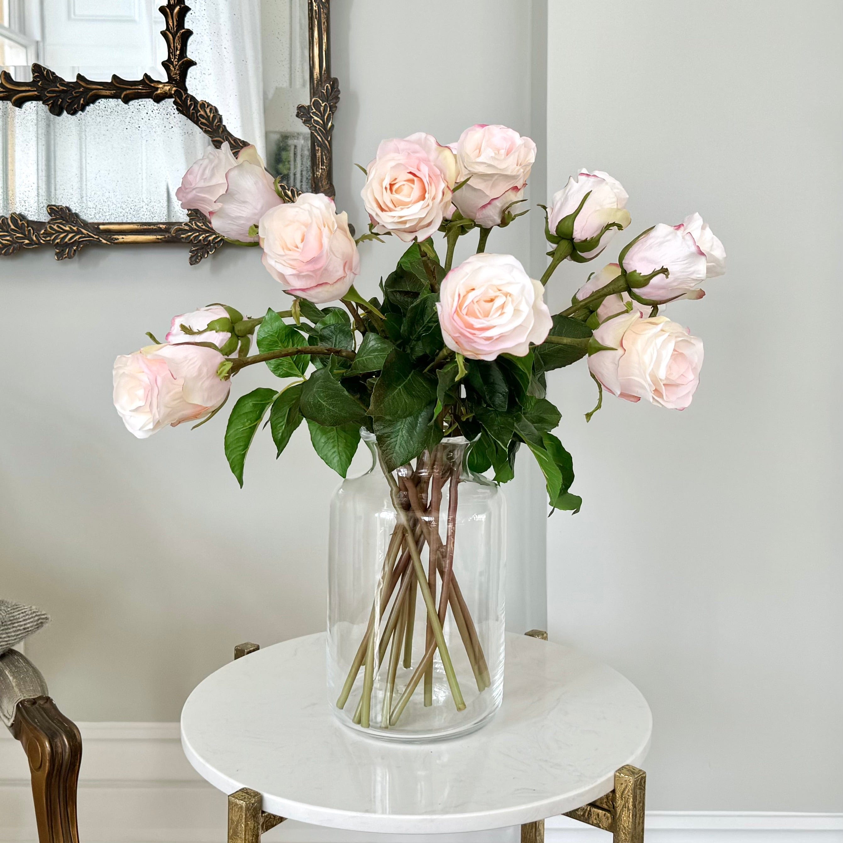 Artificial flowers luxury lifelike faux Artificial Blush Pink Rose Bud realistic silk single stems buy online from The Faux Flower Company