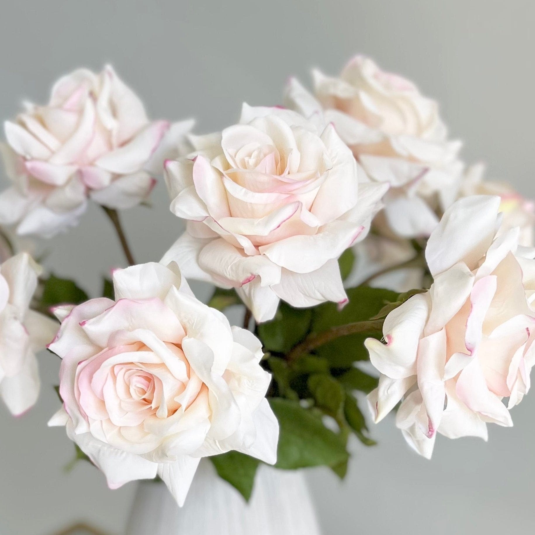 Artificial flowers luxury lifelike faux Artificial Blush Pink Tea Rose realistic silk single stems buy online from The Faux Flower Company