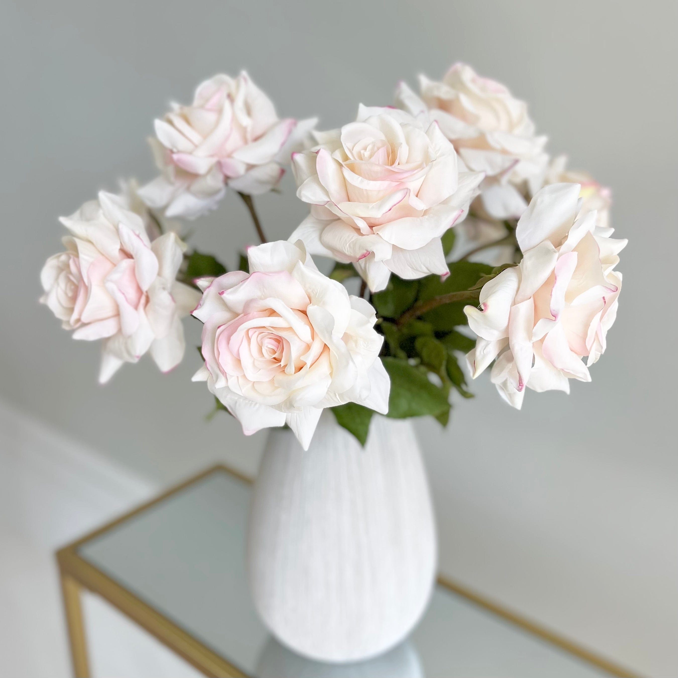 Artificial flowers luxury lifelike faux Artificial Blush Pink Tea Rose realistic silk single stems buy online from The Faux Flower Company