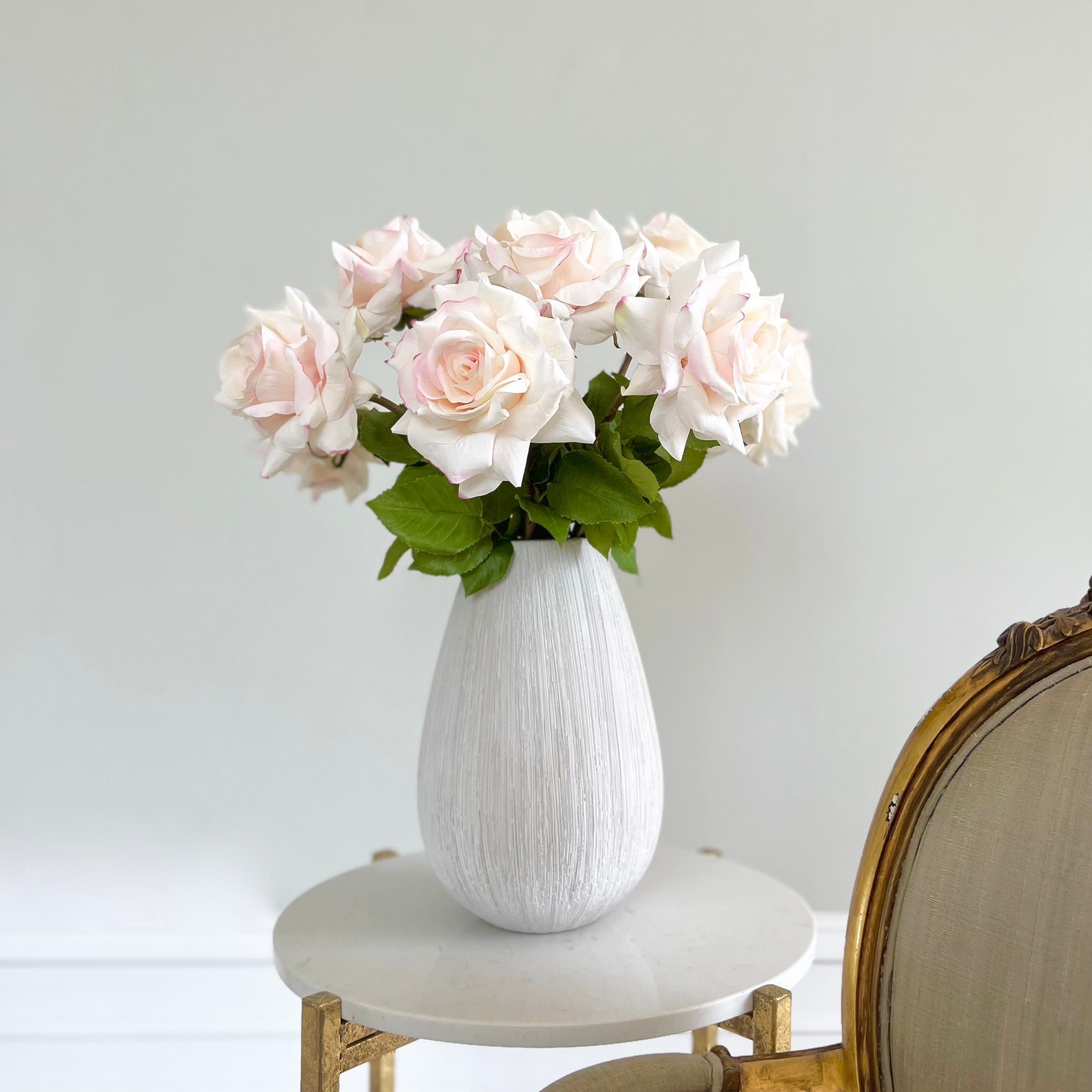 Artificial flowers luxury lifelike faux Artificial Blush Pink Tea Rose realistic silk single stems buy online from The Faux Flower Company