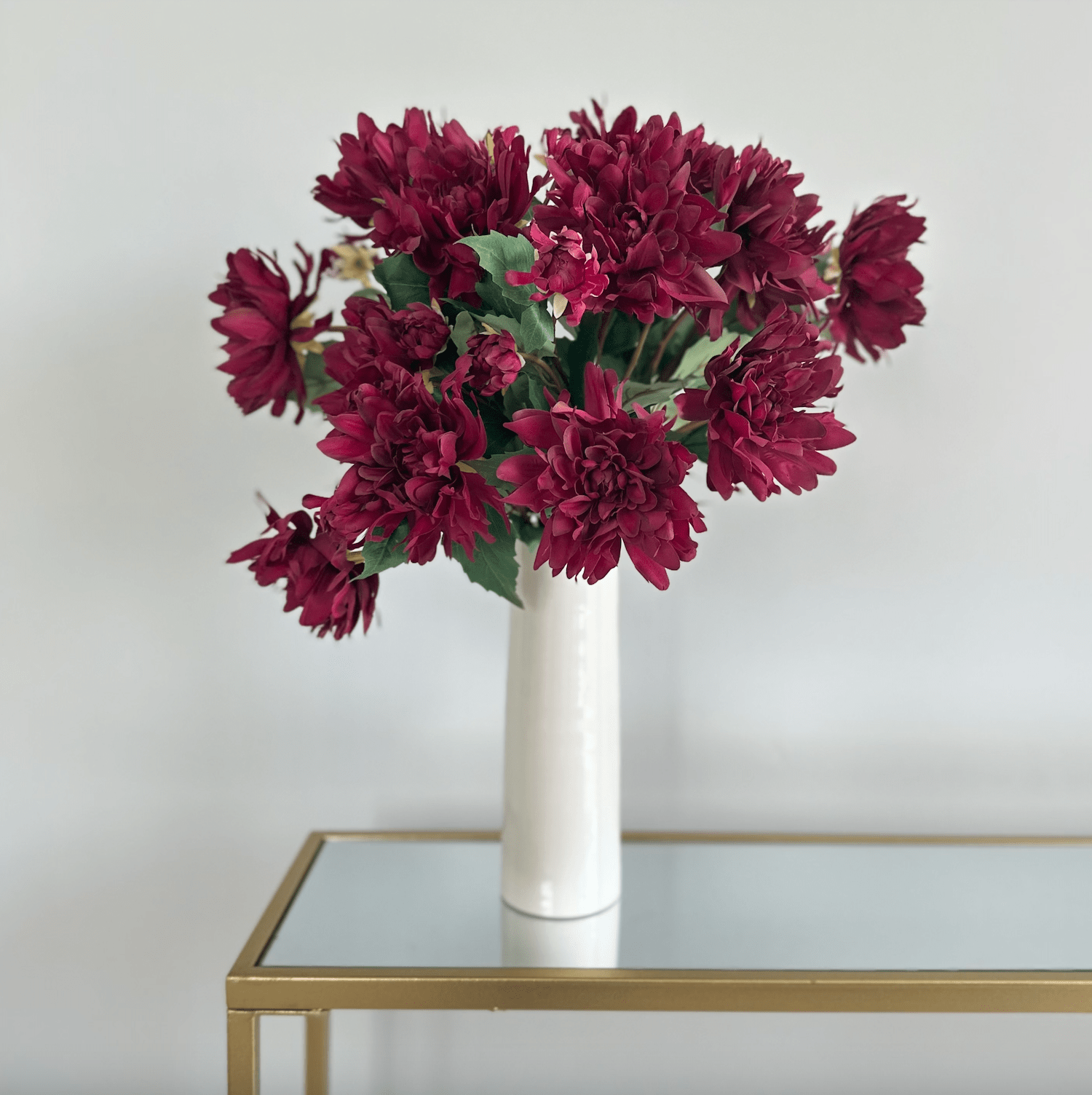 Artificial flowers luxury lifelike faux Artificial Burgundy Dahlia realistic silk single stems buy online from The Faux Flower Company