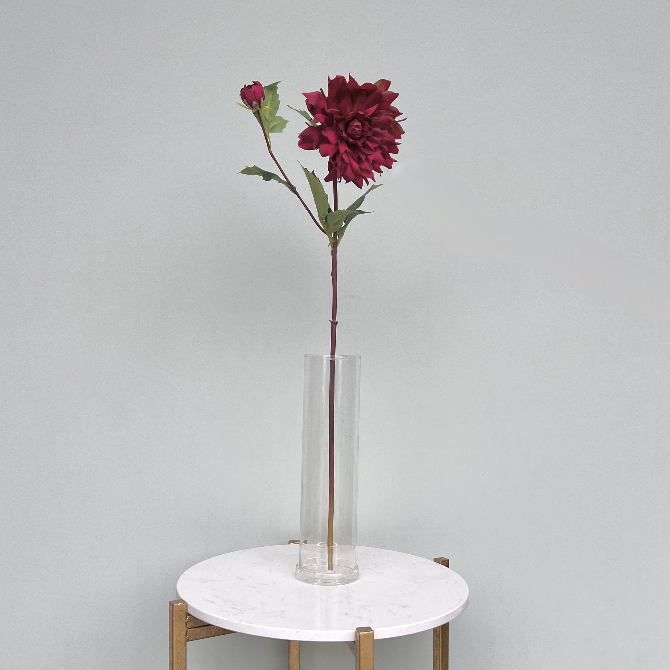 Artificial flowers luxury lifelike faux Artificial Burgundy Dahlia realistic silk single stems buy online from The Faux Flower Company ABX9799PU