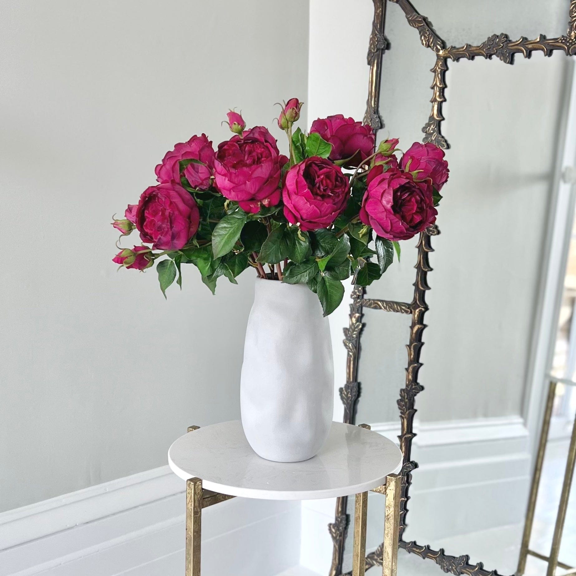 Artificial flowers luxury lifelike faux Artificial Burgundy English Rose realistic silk  single stems buy online from The Faux Flower Company