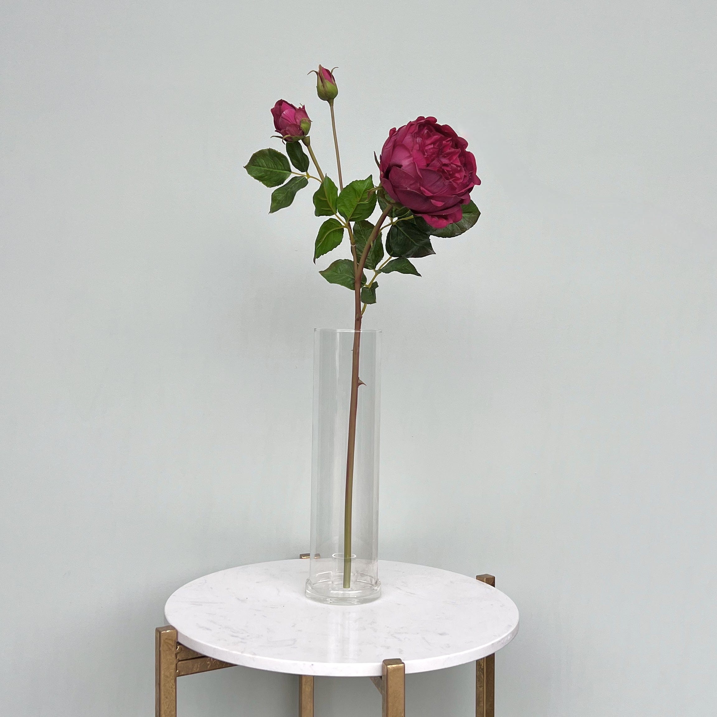 Artificial flowers luxury lifelike faux Artificial Burgundy English Rose realistic silk  single stems buy online from The Faux Flower Company ABY5013BD