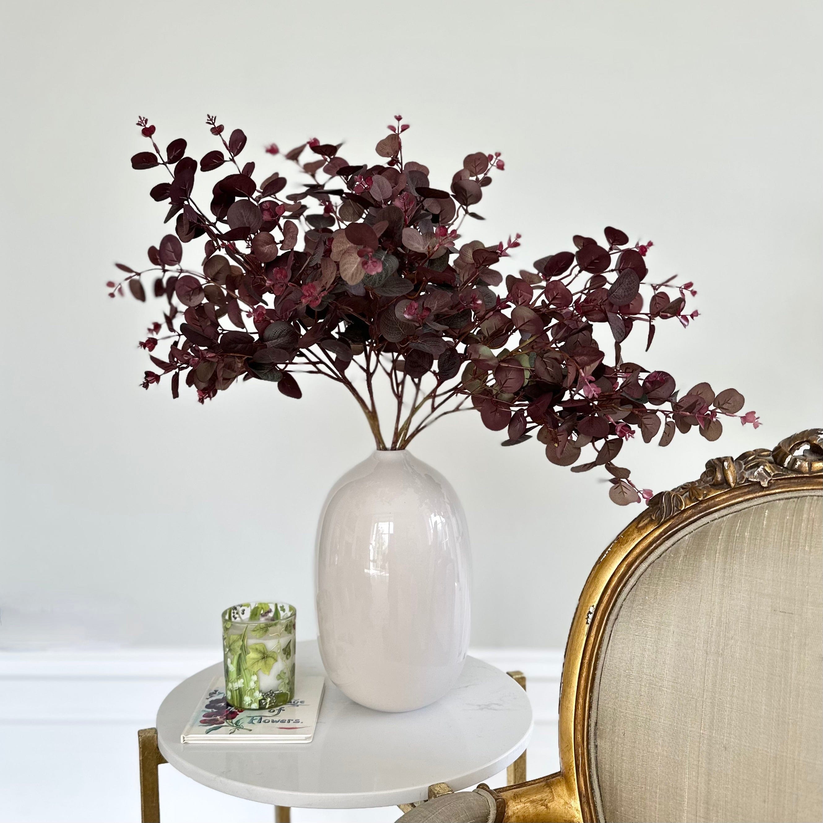Artificial flowers luxury lifelike faux Artificial Burgundy Eucalyptus realistic silk single stems buy online from The Faux Flower Company