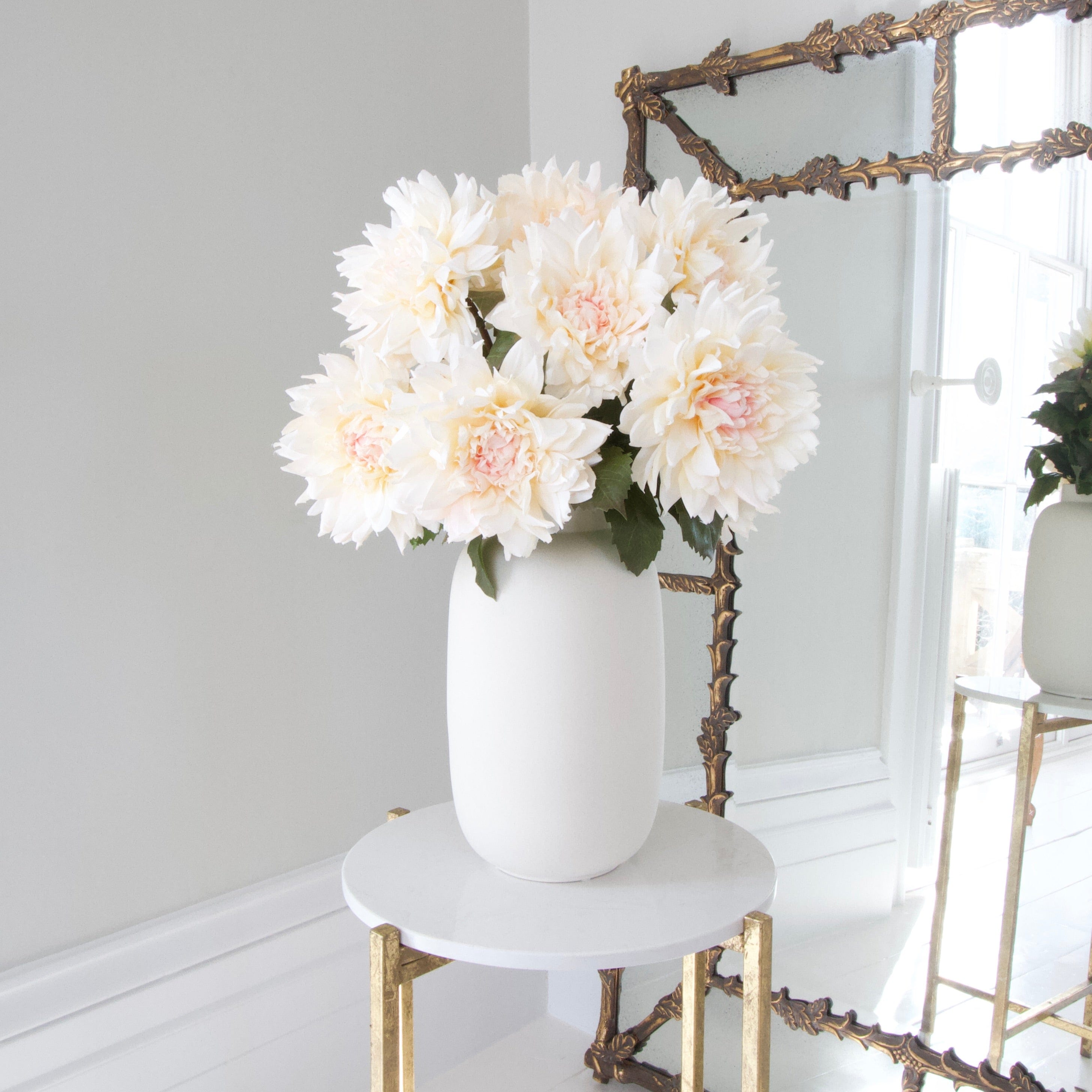 Artificial flowers luxury lifelike faux Artificial Cafe Au Lait Dahlia realistic silk single stems buy online from The Faux Flower Company