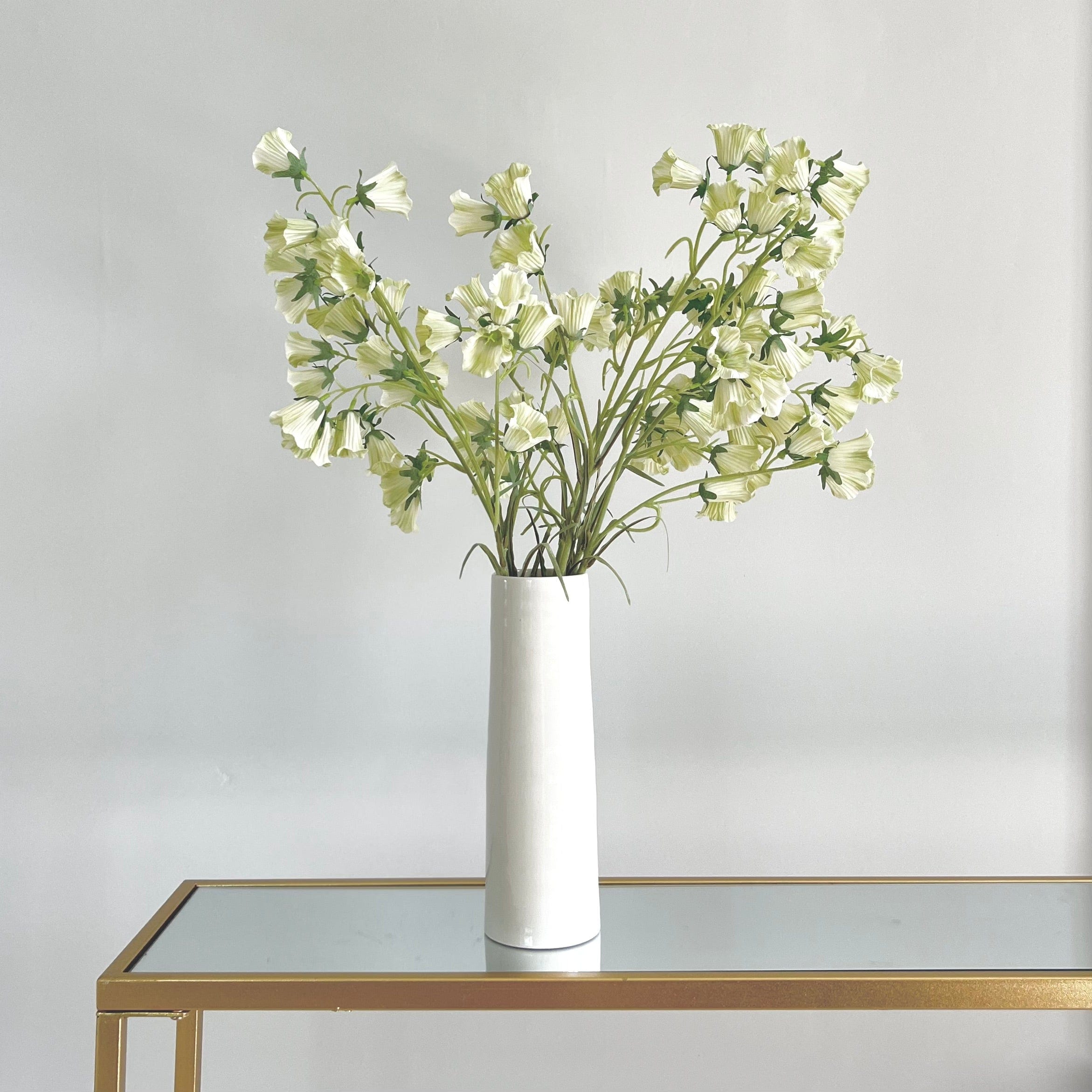 Artificial flowers luxury lifelike faux Artificial Cream Canterbury Bells realistic silk single stems buy online from The Faux Flower Company