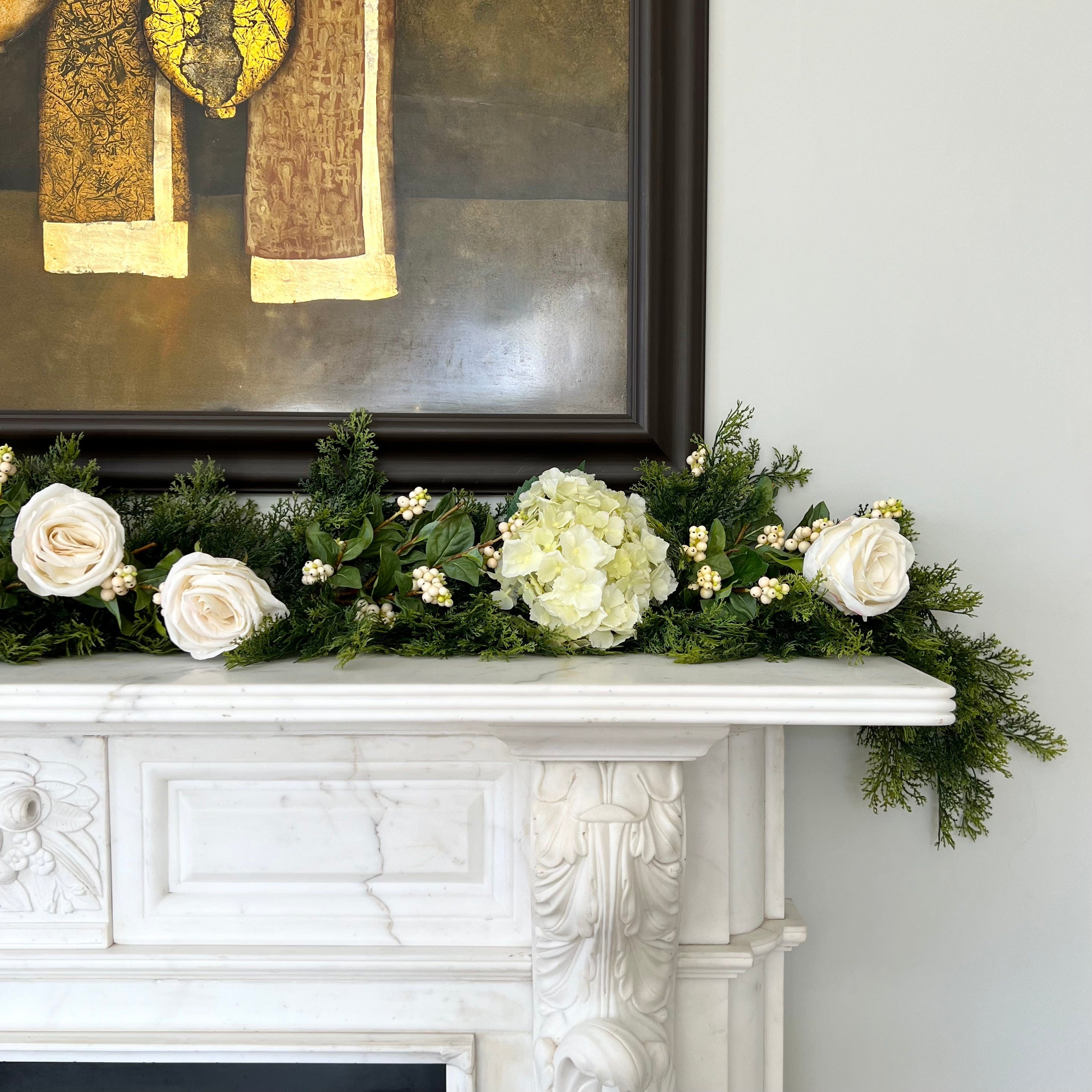 Artificial flowers luxury lifelike faux Artificial Cream Cypress Bush Garland Set - Splendour realistic silk Bundle buy online from The Faux Flower Company GARLAND CREAM/SPLENDOUR