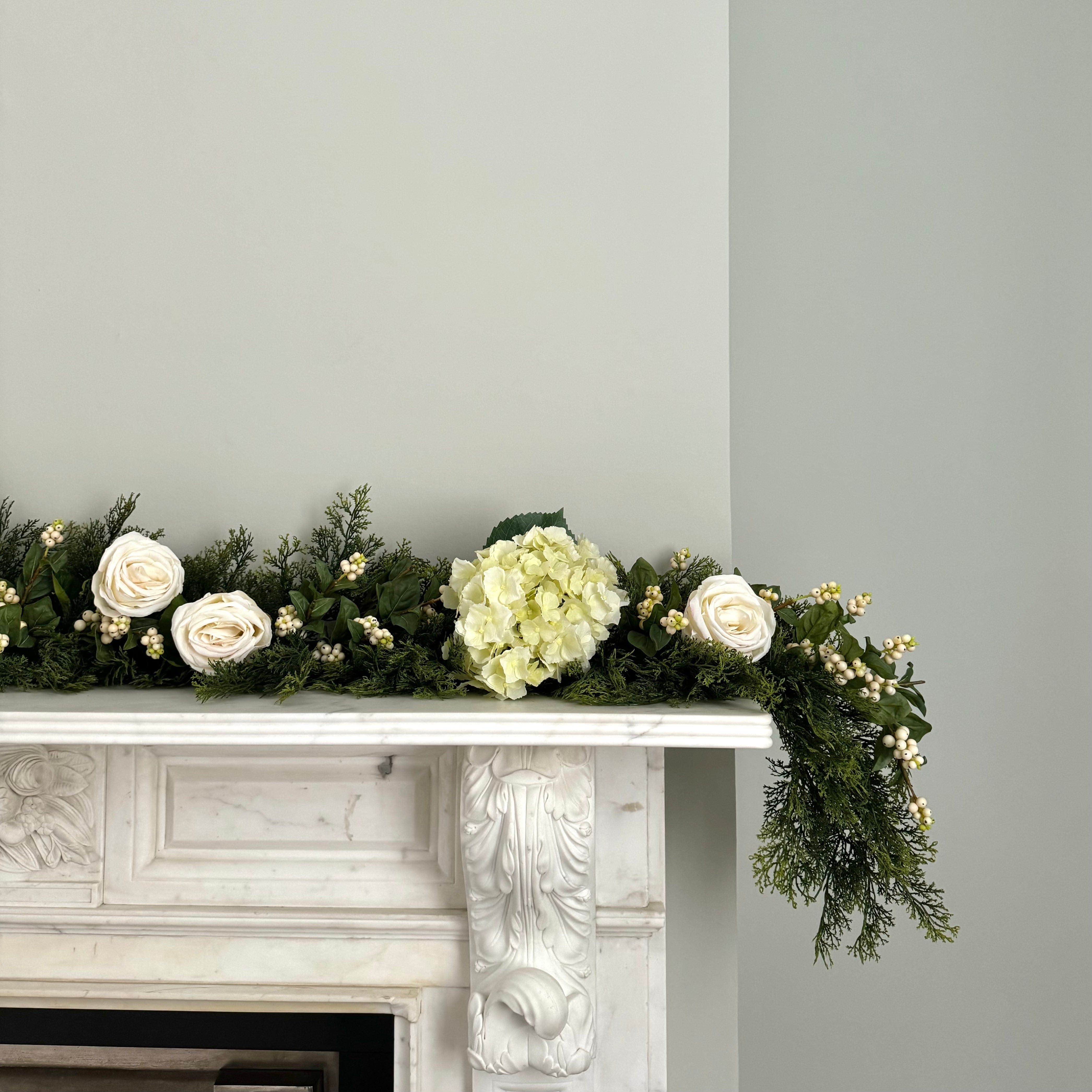 Artificial flowers luxury lifelike faux Artificial Cream Cypress Bush Garland Set - Splendour realistic silk Bundle buy online from The Faux Flower Company GARLAND CREAM/SPLENDOUR