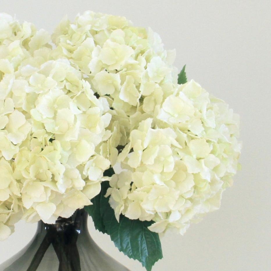 Artificial flowers luxury lifelike faux Artificial Cream Hydrangea Lacecap realistic silk single stems buy online from The Faux Flower Company