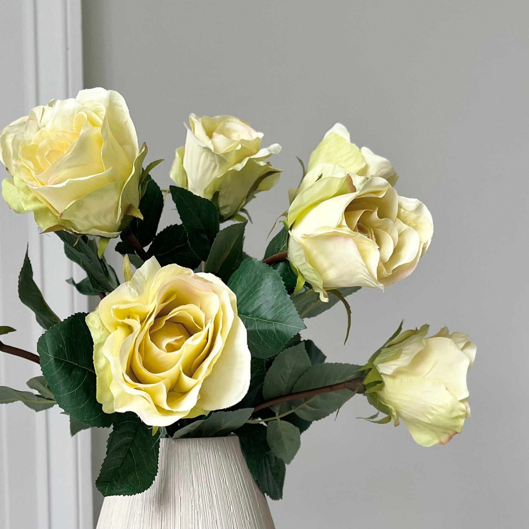 Artificial flowers luxury lifelike faux Artificial Cream Rose Bud realistic silk single stems buy online from The Faux Flower Company