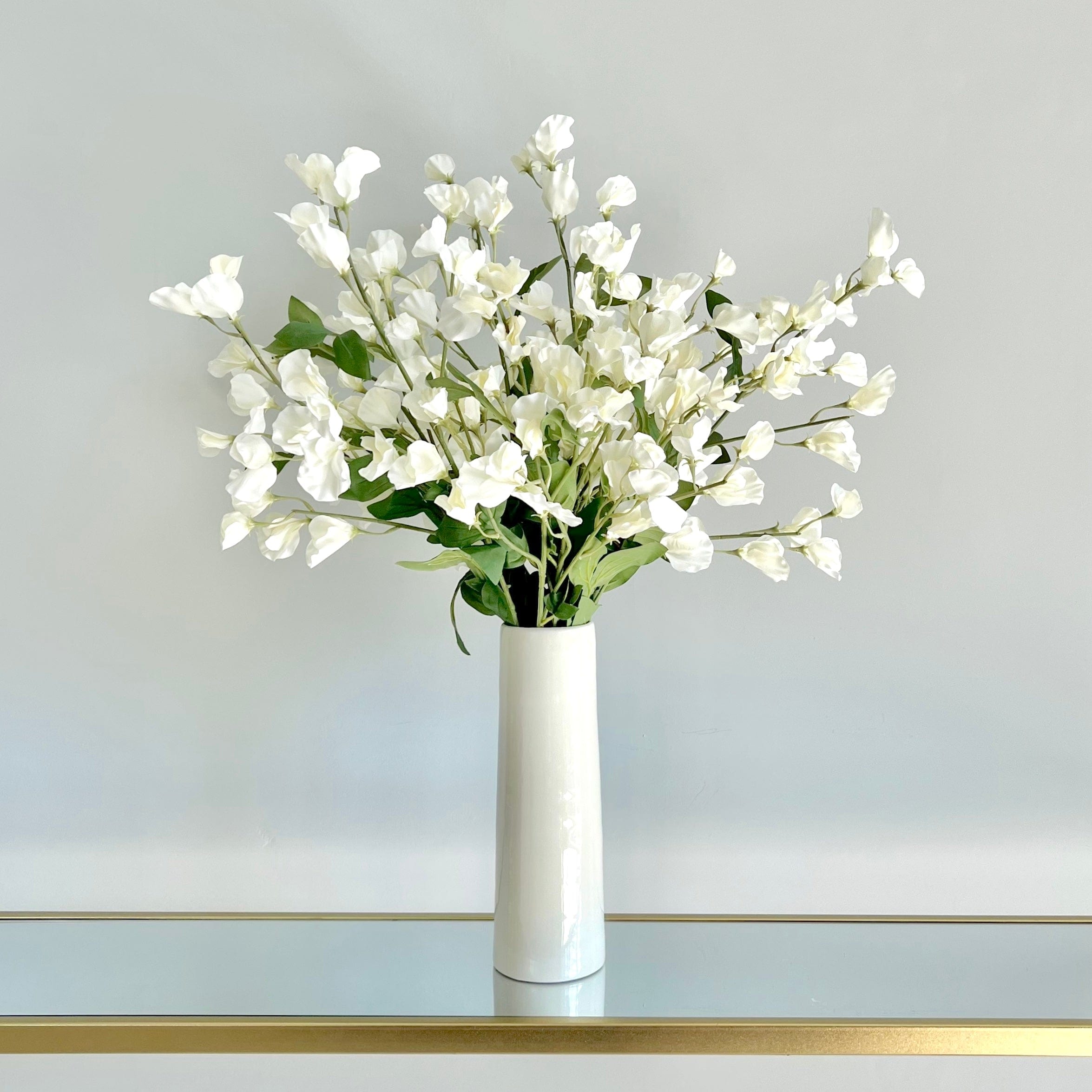 Artificial flowers luxury lifelike faux Artificial Cream Tall Sweet Pea realistic silk single stems buy online from The Faux Flower Company