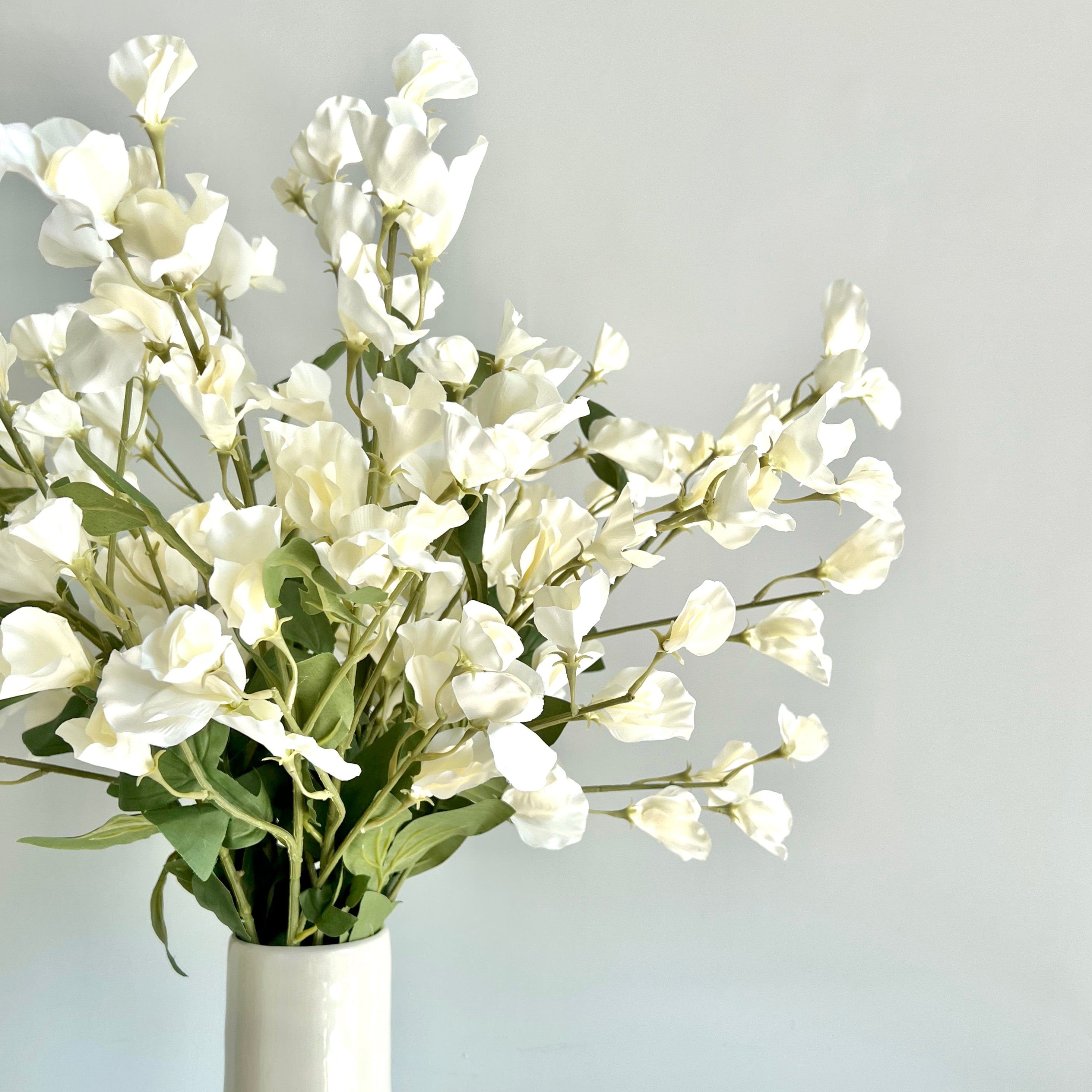 Artificial flowers luxury lifelike faux Artificial Cream Tall Sweet Pea realistic silk single stems buy online from The Faux Flower Company
