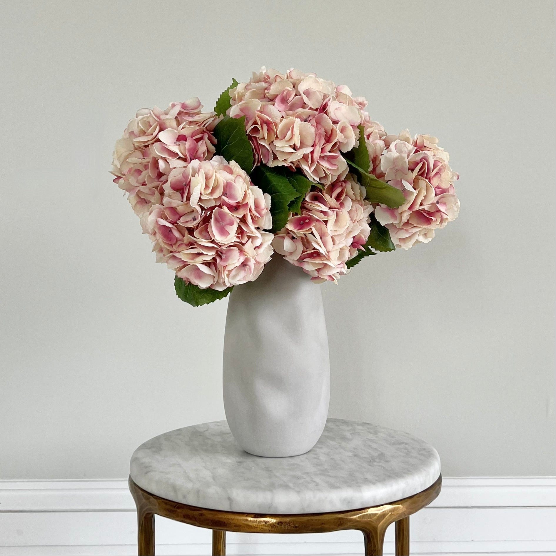 Artificial flowers luxury lifelike faux Artificial Dusky Pink Hydrangea realistic silk single stems buy online from The Faux Flower Company