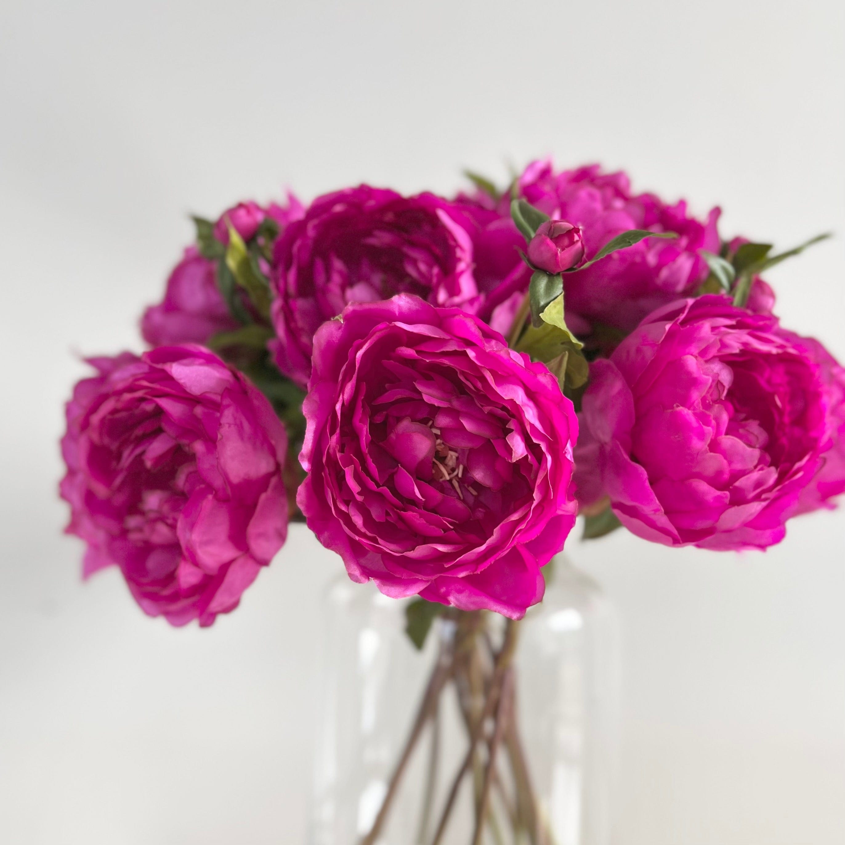 Artificial flowers luxury lifelike faux Artificial Fuchsia Peony realistic silk single stems buy online from The Faux Flower Company ABY6043FU