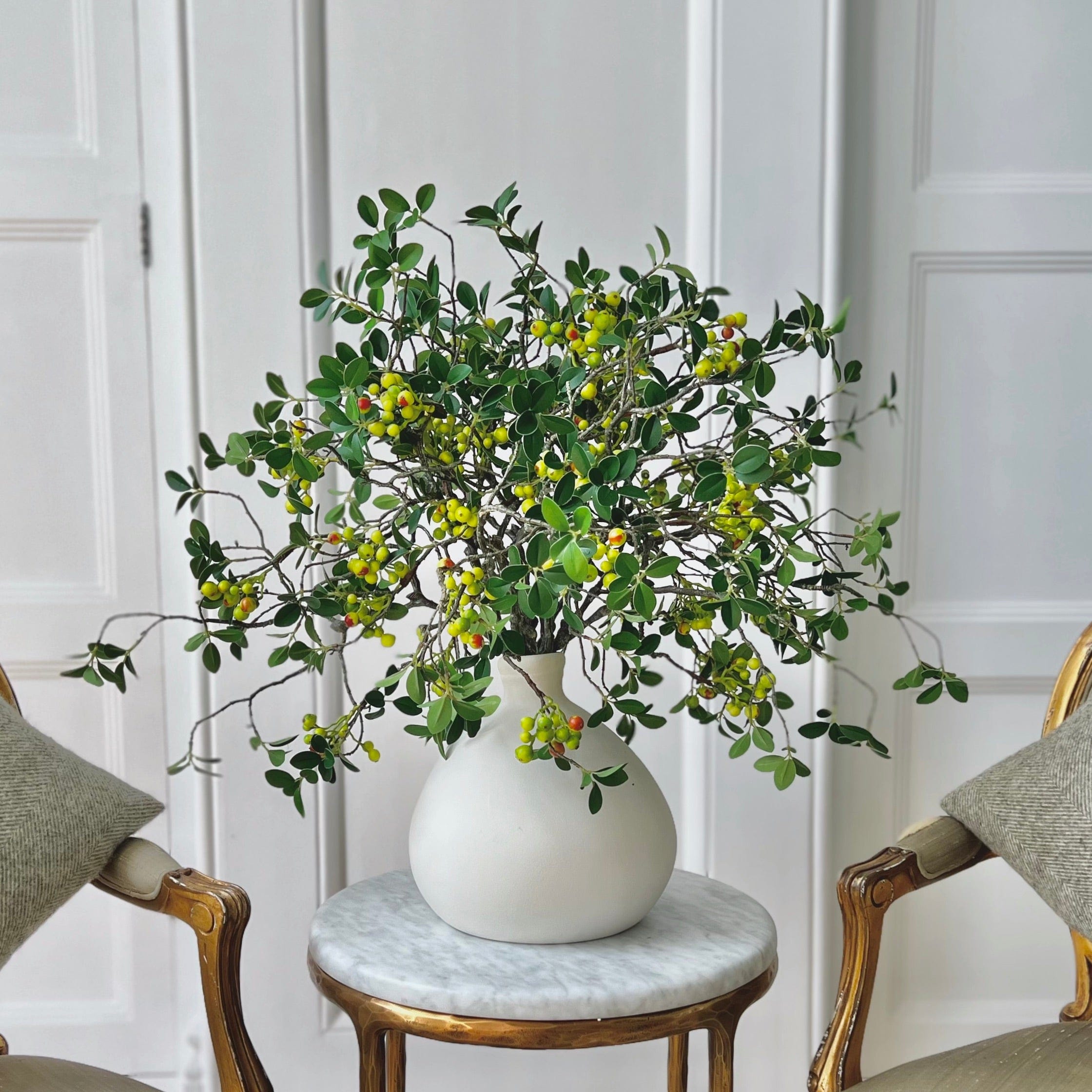 Artificial flowers luxury lifelike faux Artificial Green Berry Spray realistic silk single stems buy online from The Faux Flower Company