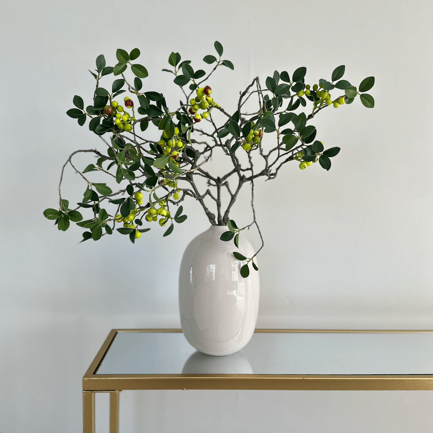 Artificial flowers luxury lifelike faux Artificial Green Berry Spray realistic silk single stems buy online from The Faux Flower Company