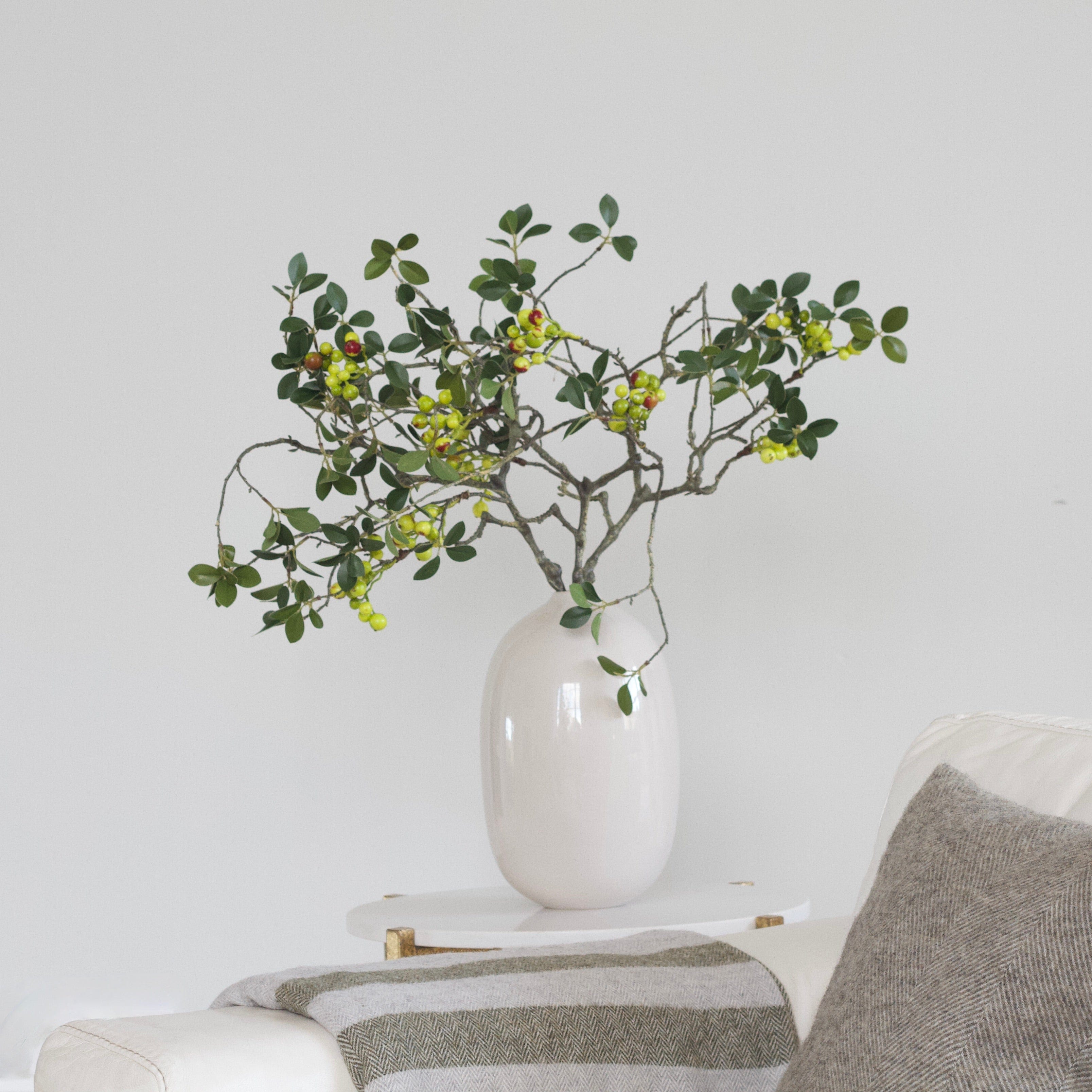 Artificial flowers luxury lifelike faux Artificial Green Berry Spray realistic silk single stems buy online from The Faux Flower Company