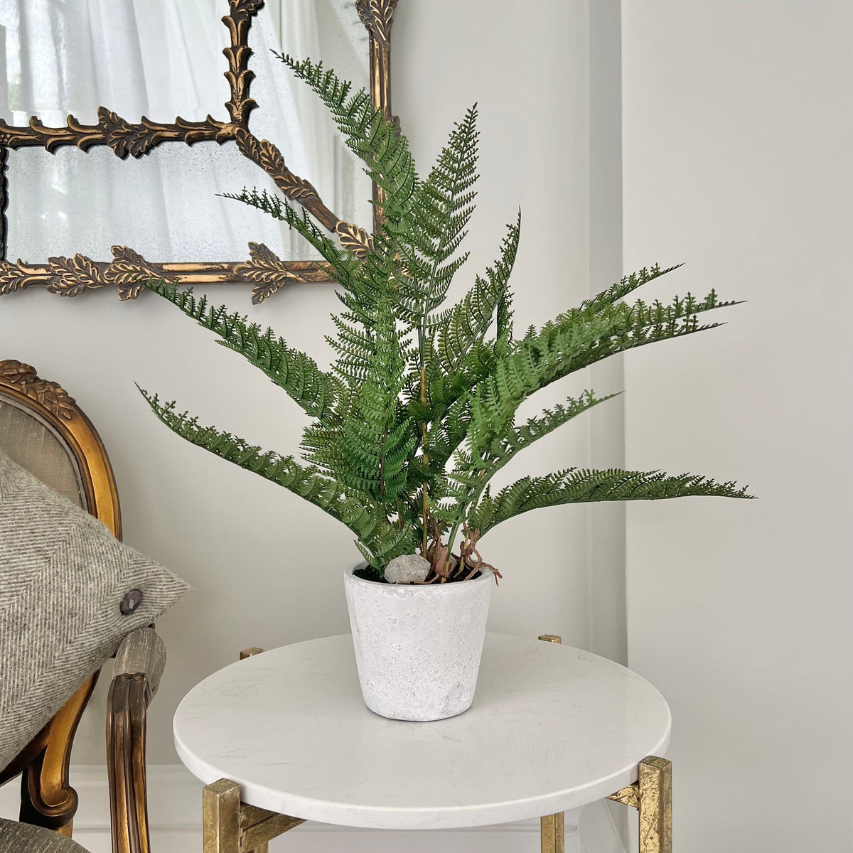 Realistic Artificial Green Bracken Fern in Cement Pot AHCH-1518 by The Faux Flower Company