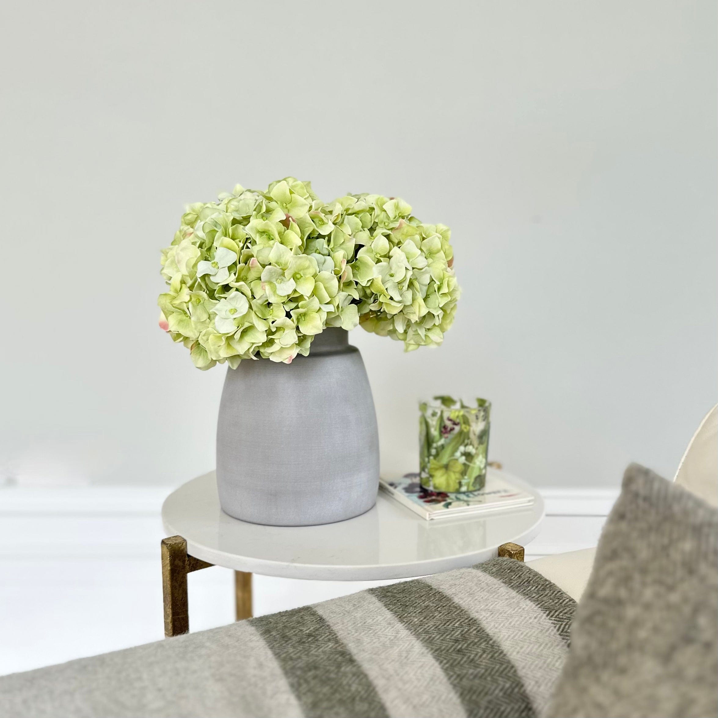 Artificial flowers luxury lifelike faux Artificial Green Dried Hydrangea realistic silk single stems buy online from The Faux Flower Company