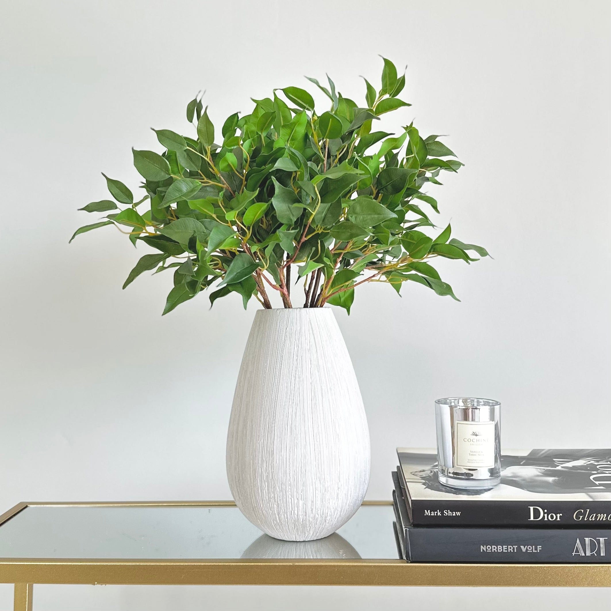 Artificial flowers luxury lifelike faux Artificial Green Ficus Leaves realistic silk single stems buy online from The Faux Flower Company ABY1067GR-6