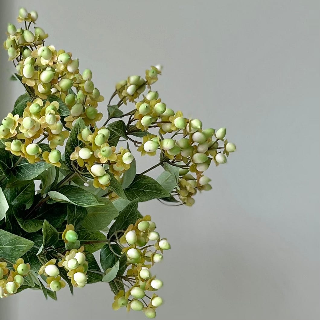 Artificial flowers luxury lifelike faux Artificial Green Hypericum Berries realistic silk single stems buy online from The Faux Flower Company