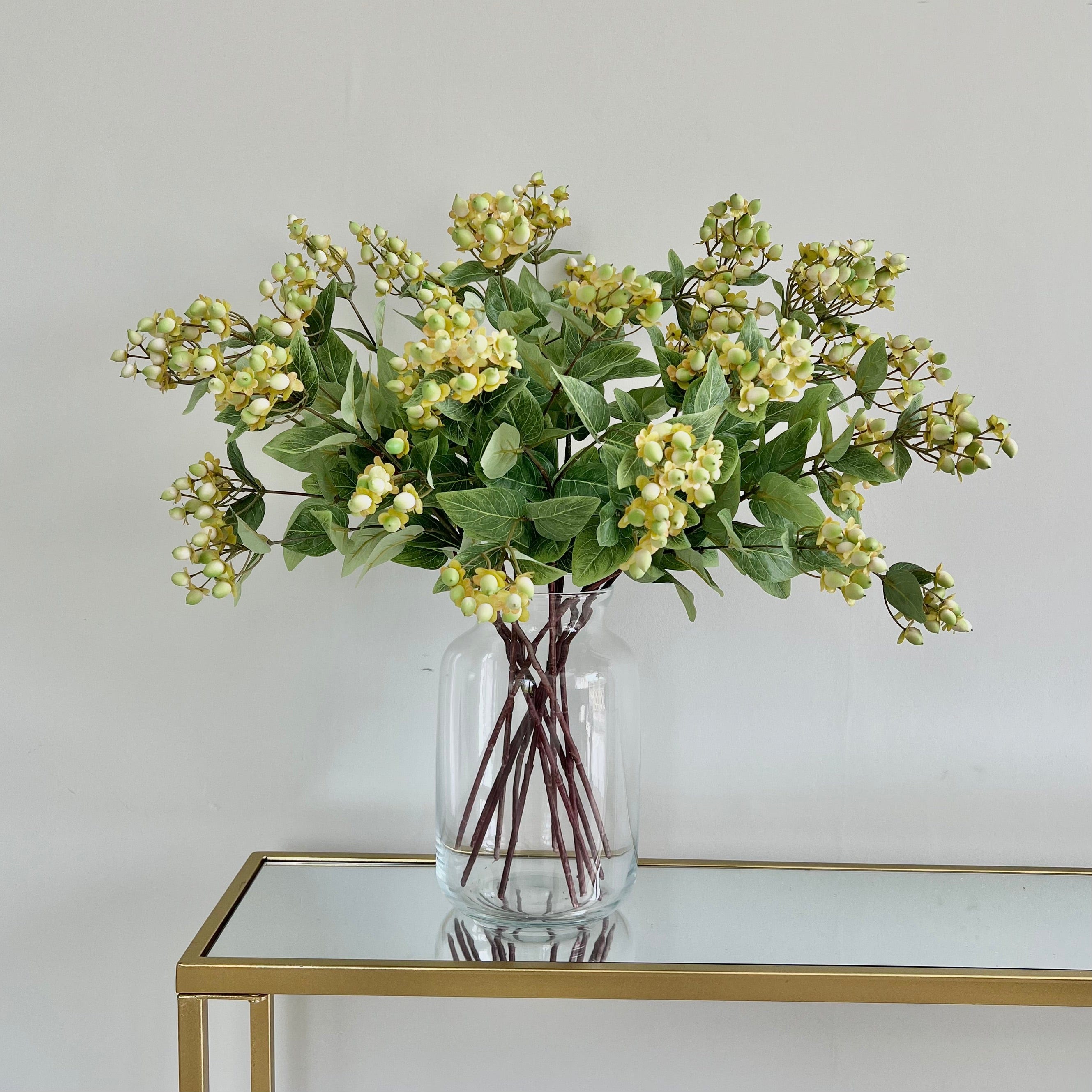 Artificial flowers luxury lifelike faux Artificial Green Hypericum Berries realistic silk single stems buy online from The Faux Flower Company
