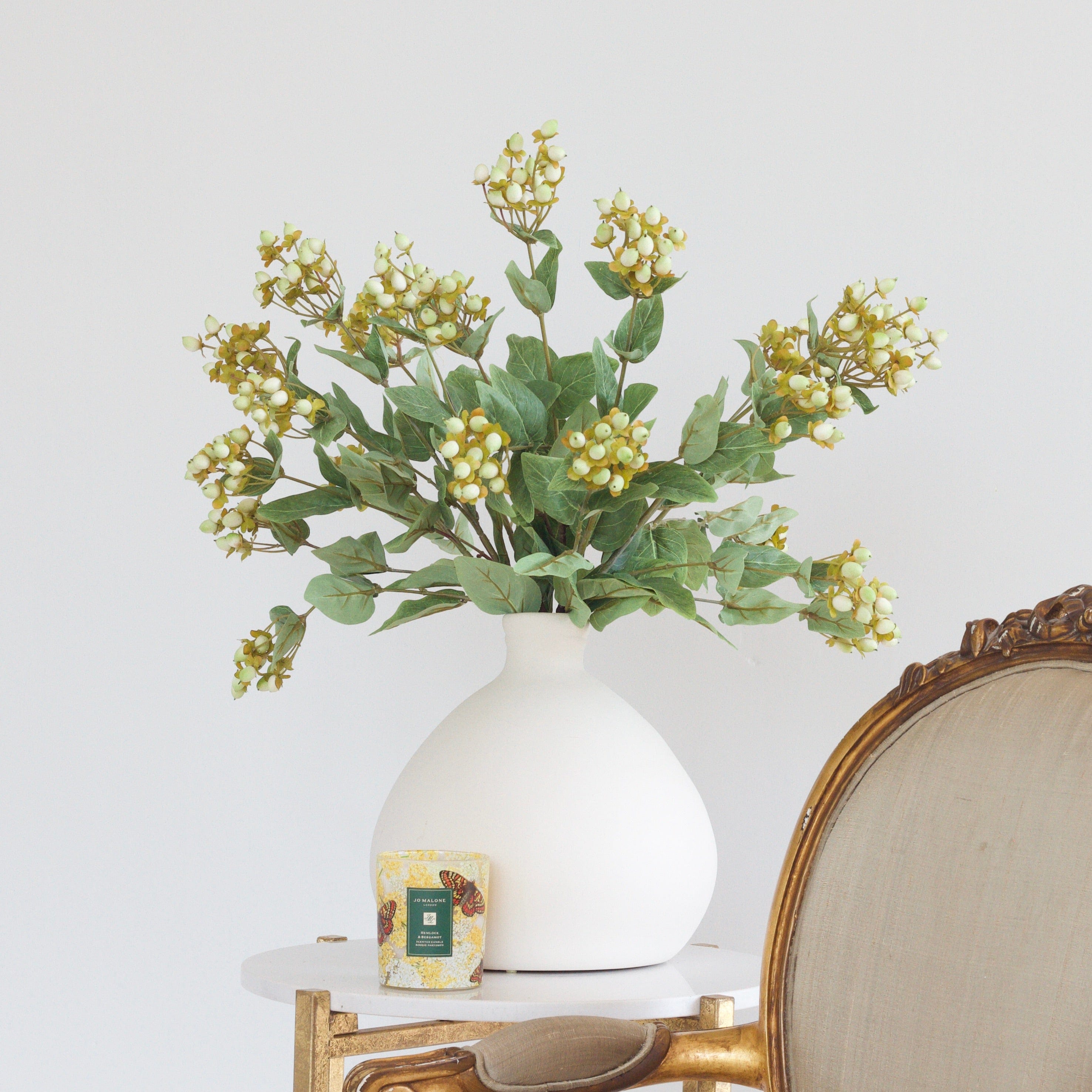 Artificial flowers luxury lifelike faux Artificial Green Hypericum Berries realistic silk single stems buy online from The Faux Flower Company