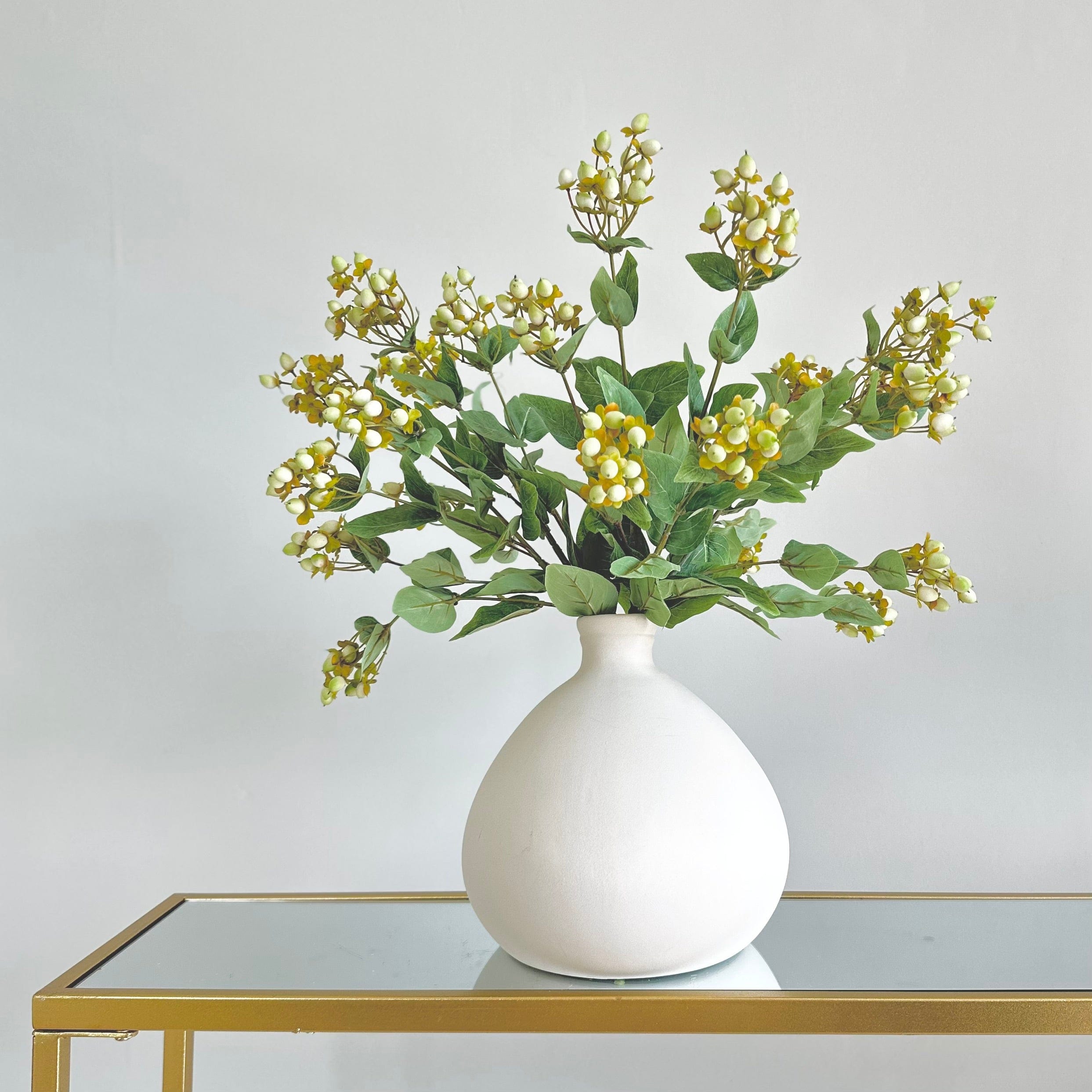 Artificial flowers luxury lifelike faux Artificial Green Hypericum Berries realistic silk single stems buy online from The Faux Flower Company