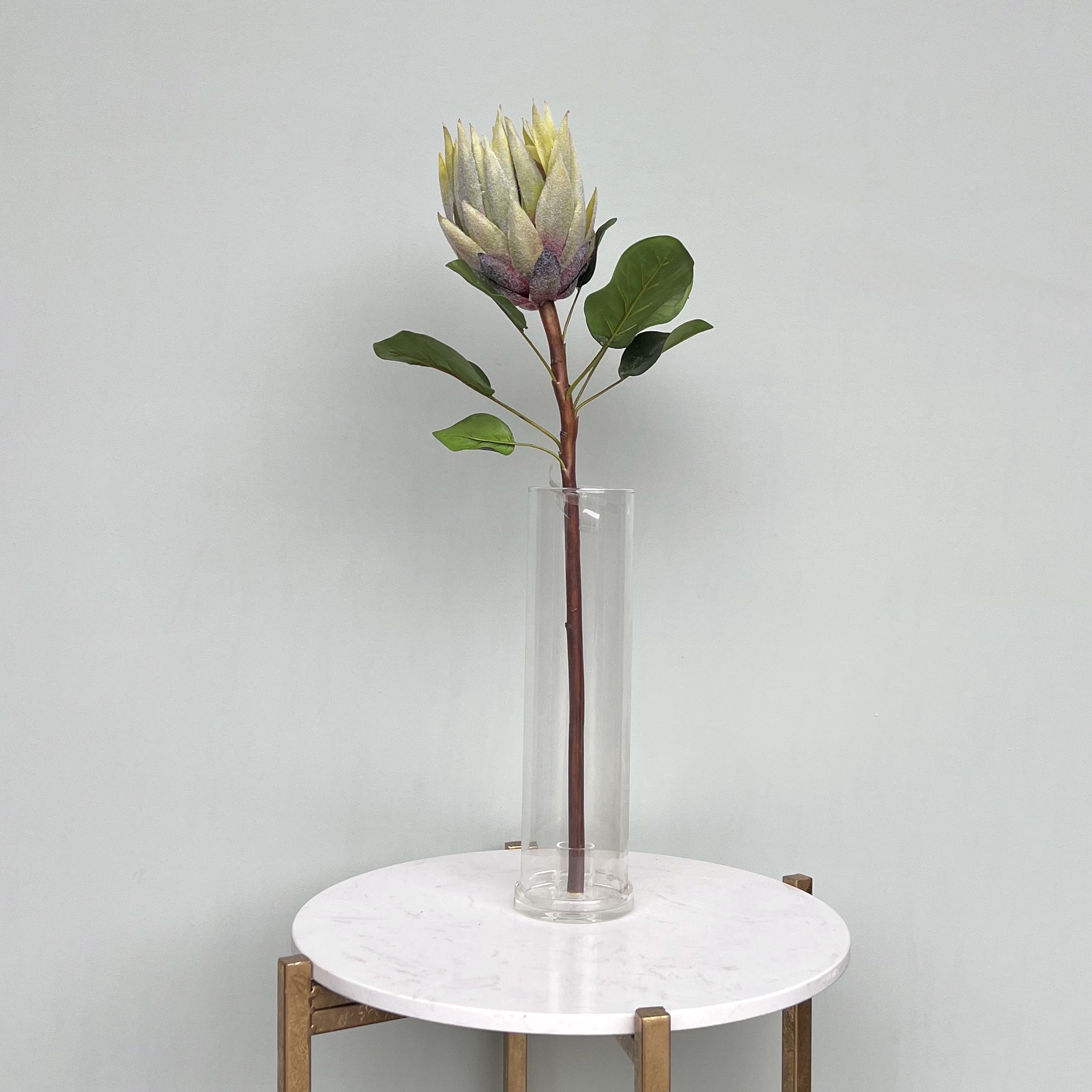 Artificial flowers luxury lifelike faux Artificial Green King Protea realistic silk single stems buy online from The Faux Flower Company ABY7018GR