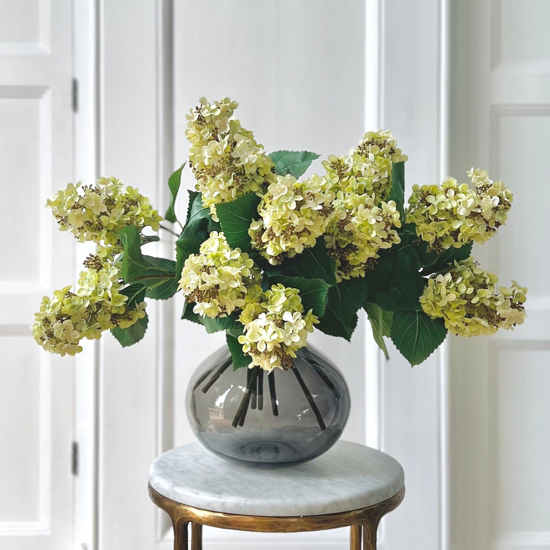 Artificial flowers luxury lifelike faux Artificial Green Paniculata Hydrangea - Bunch of 6 realistic silk bunches buy online from The Faux Flower Company ABX5004GR-6