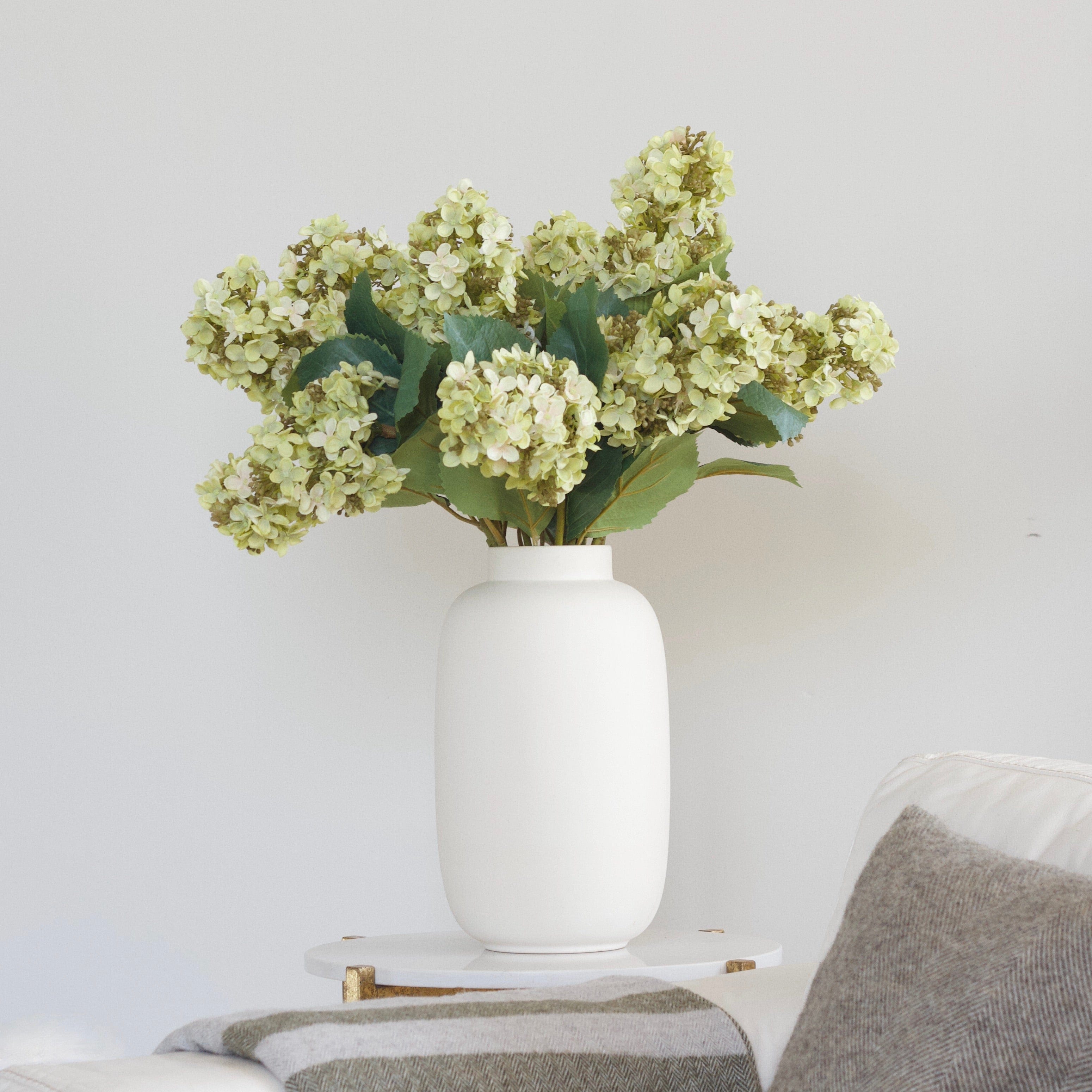 Artificial flowers luxury lifelike faux Artificial Green Paniculata Hydrangea realistic silk single stems buy online from The Faux Flower Company