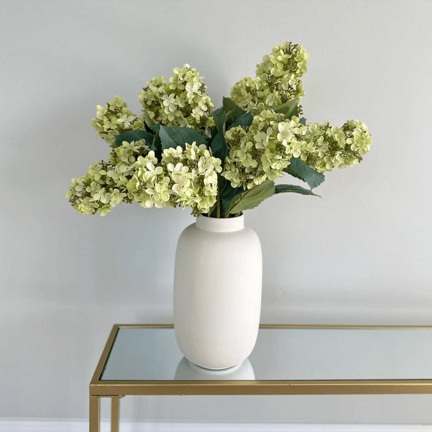 Artificial flowers luxury lifelike faux Artificial Green Paniculata Hydrangea realistic silk single stems buy online from The Faux Flower Company